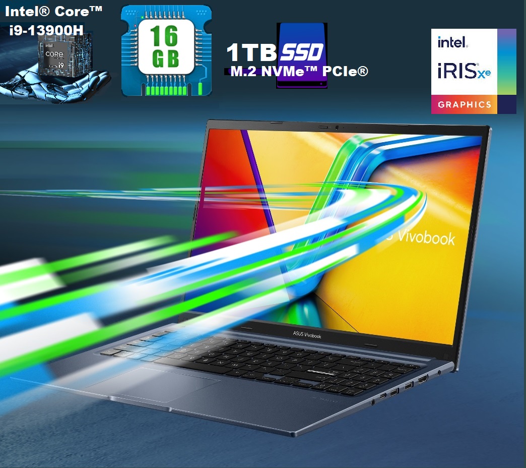 F1502VA-SB96 ASUS Vivobook 15 Laptop F1502VA-SB96 ASUS Vivobook 15 Laptop F1502VA-SB96 , Intel® Core™ i9-13900H Processor , 16GB DDR4 1TB M.2 NVMe™ PCIe® , Intel Iris Xᵉ Graphics , Windows 11 Home , 15.6-inch FHD , Quiet Blue / Refurb F1502VA-SB96 ASUS Vivobook 15 Laptop F1502VA-SB96 ASUS Vivobook 15 Laptop F1502VA-SB96 , Intel® Core™ i9-13900H Processor , 16GB DDR4 1TB M.2 NVMe™ PCIe® , Intel Iris Xᵉ Graphics , Windows 11 Home , 15.6-inch FHD , Quiet Blue / Refurb