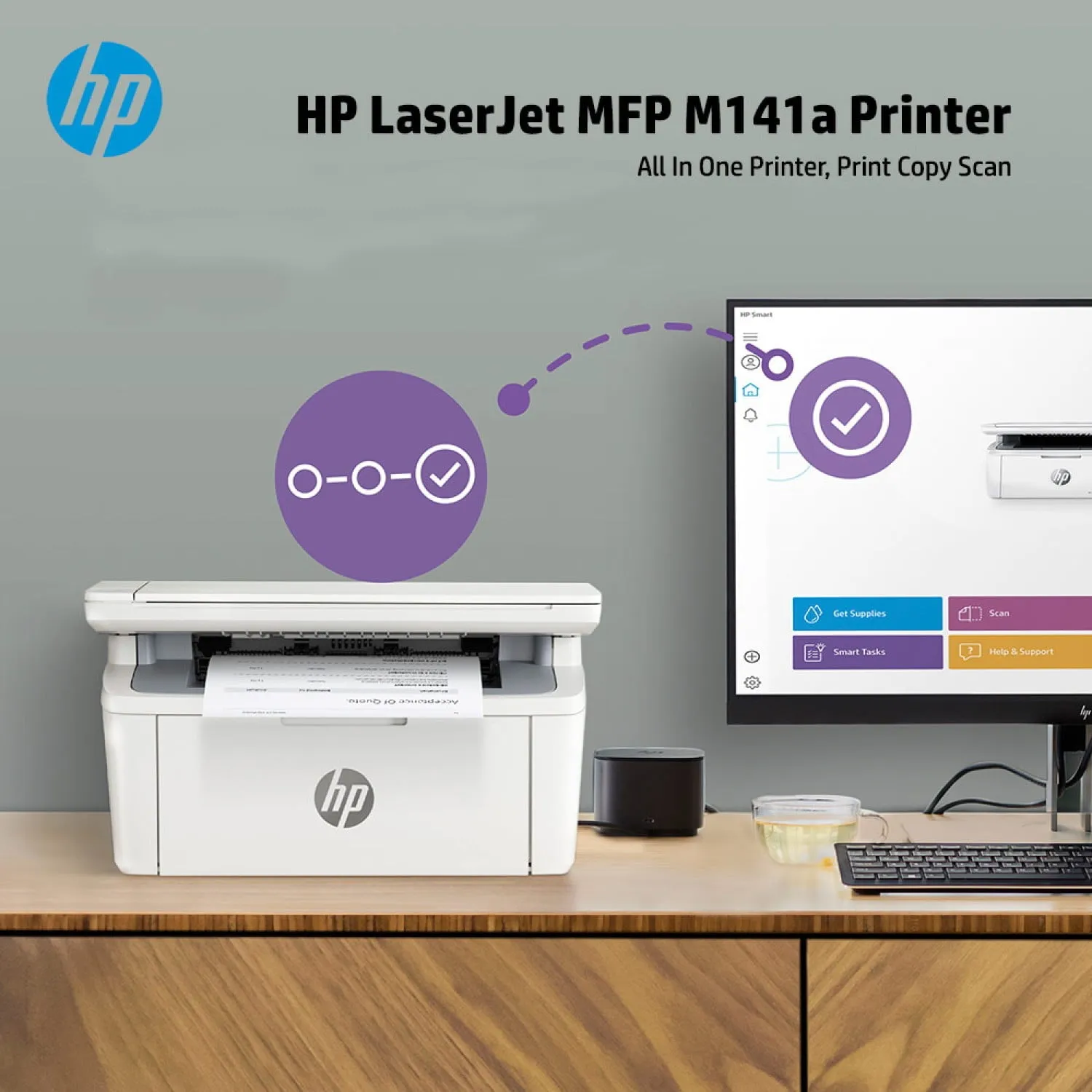 7MD73A HP LaserJet MFP M141a Multifunction HP LaserJet MFP M141a Multifunction All In One Printer, Print - Copy - Scan , 21 - 30 Print Speed, USB Connectivity, 100 Sheets Output Capacity, Up to 21 cpm Copy Speed, LED Display, White | 7MD73A