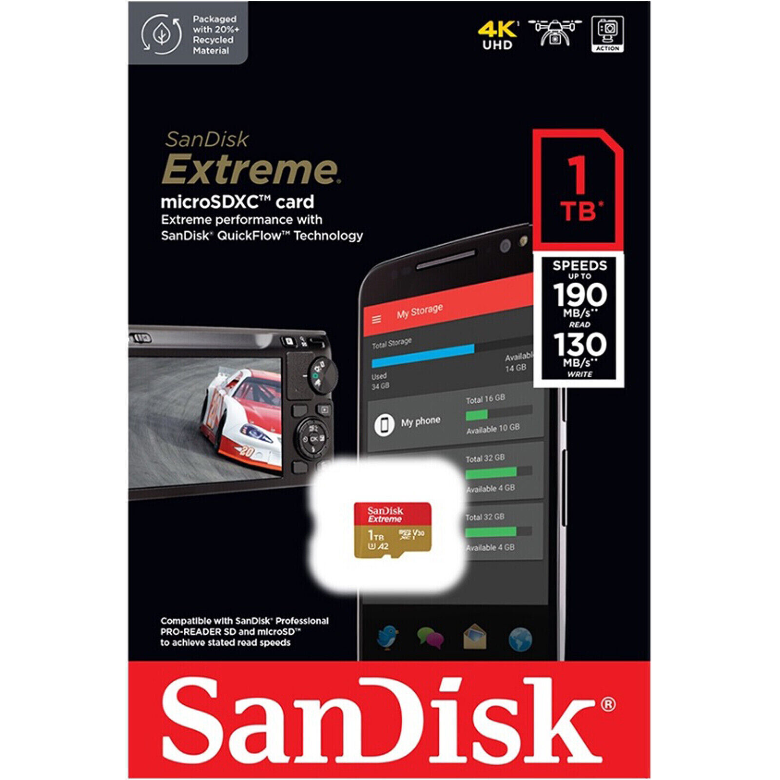 SanDisk 1TB Extreme microSDXC UHS-I Memory Card SanDisk 1TB Extreme microSDXC UHS-I Memory Card with Adapter - Up to 190MB/s, C10, U3, V30, 4K, 5K, A2, Micro SD Card- SDSQXAV-1T00-GN6MA, Gold/Red SanDisk 1TB Extreme microSDXC UHS-I Card Memory SanDisk 1TB Extreme microSDXC UHS-I Memory Card SanDisk 1TB Extreme microSDXC UHS-I Memory Card with Adapter - Up to 190MB/s, C10, U3, V30, 4K, 5K, A2, Micro SD Card- SDSQXAV-1T00-GN6MA, Gold/Red