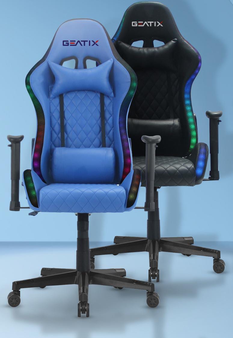 GEATIX-UT-B918 GEATIX UT-B918 Ergonomic RGB Gaming Chair GEATIX UT-B918 High-Back Ergonomic Gaming Chair with RGB LED Lights, Headrest, Lumbar Support, Height Adjustable Swivel Recliner Chair - BLACK 