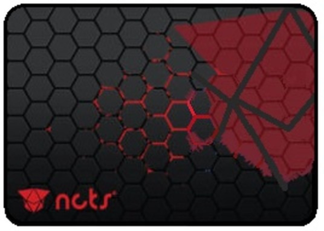 MP-NCTS-LARGE  Large Precision Rough Surface Gaming Mouse Pad NCTS Large Size (440mm x  350mm x 4mm) Hexagonal Print , Precision Type Gaming Mouse Pad with Stitched Embroidery Edge, Premium-Textured Mouse Mat with Thick Non-Slip Rubber Base , Red &  Black