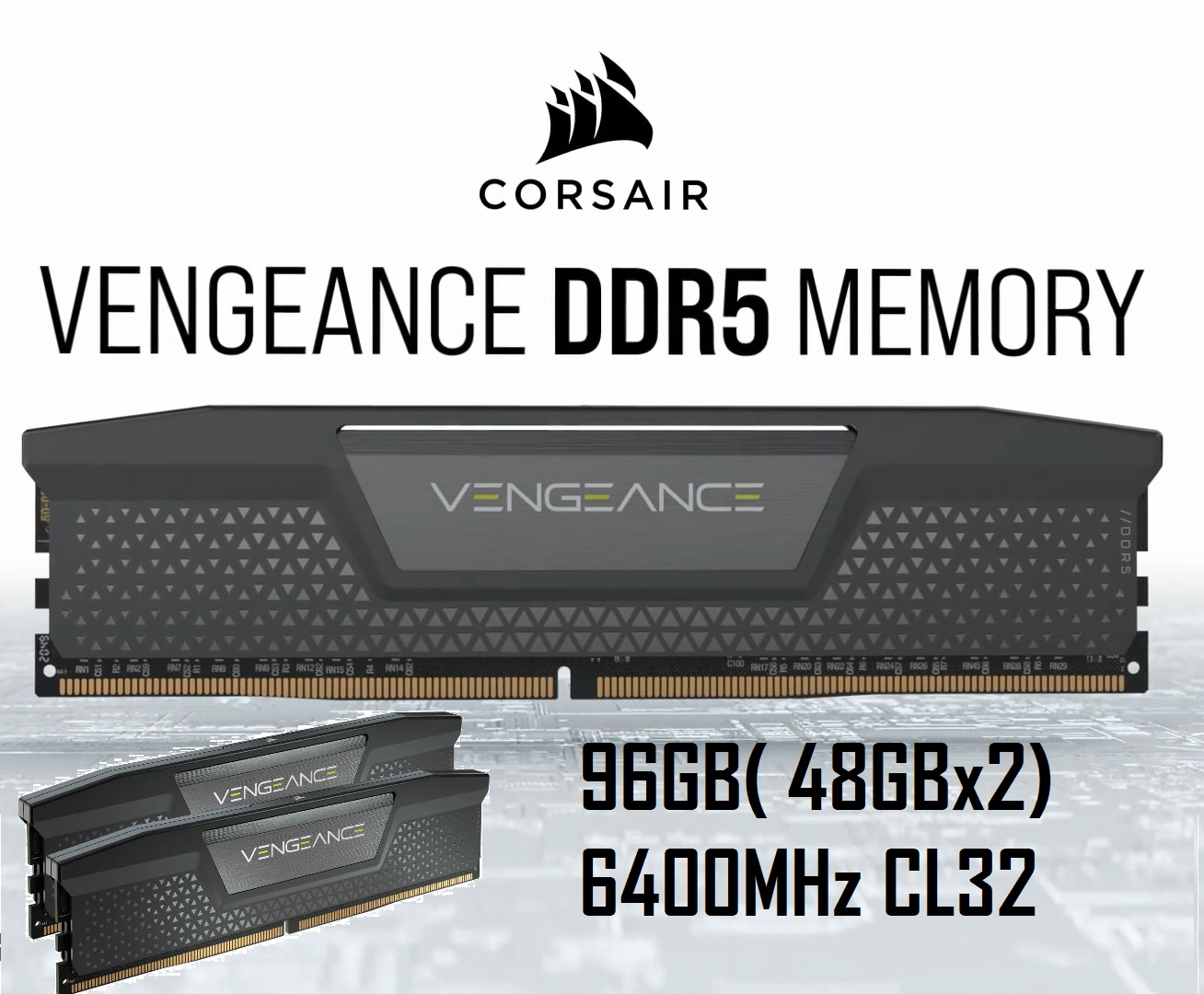 CMK96GX5M2B6400C32 CMK96GX5M2B6400C32 RAM 96GB 6400MHz CL32 CORSAIR VENGEANCE DDR5 RAM 96GB (2x48GB) 6400MHz CL32 1.4V  Intel XMP iCUE Compatible Computer Memory - Black / CMK96GX5M2B6400C32