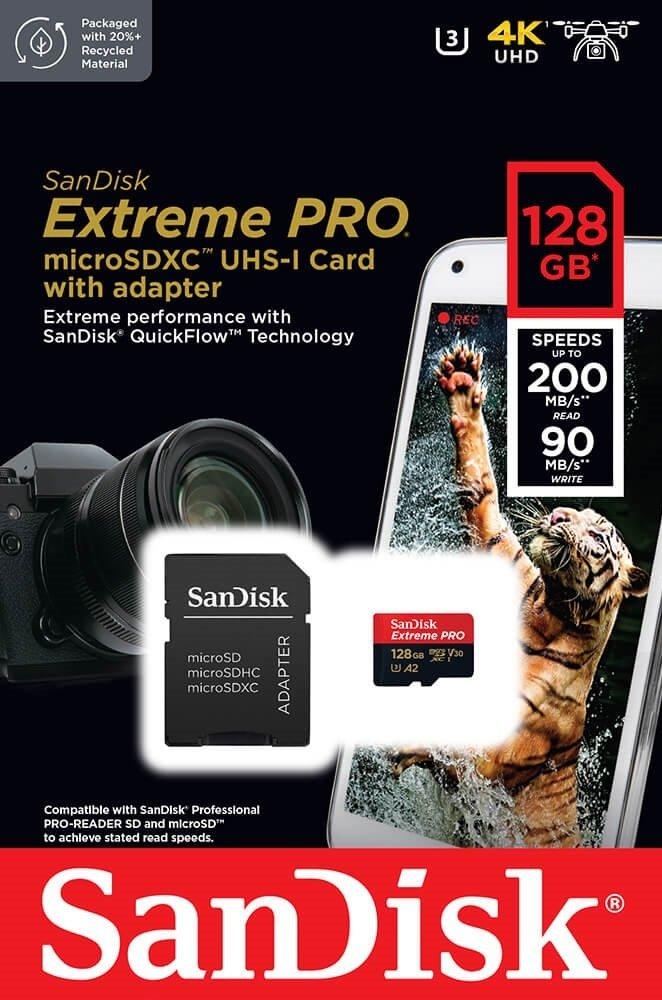 SDSQXCD-128G-GN6MA SanDisk 128GB Extreme PRO microSDXC UHS-I CARD SanDisk 128GB Extreme PRO microSDXC™ UHS-I CARD , 4K UHD Video Recording , A2-Rated , up to 200MB/s ~ 90MB/s , ideal for Android™ Smartphone, Action Cameras or Drones | SDSQXCD-128G-GN6MA SDSQXCD-128G-GN6MA SanDisk 128GB Extreme PRO microSDXC UHS-I CARD SanDisk 128GB Extreme PRO microSDXC™ UHS-I CARD , 4K UHD Video Recording , A2-Rated , up to 200MB/s ~ 90MB/s , ideal for Android™ Smartphone, Action Cameras or Drones | SDSQXCD-128G-GN6MA