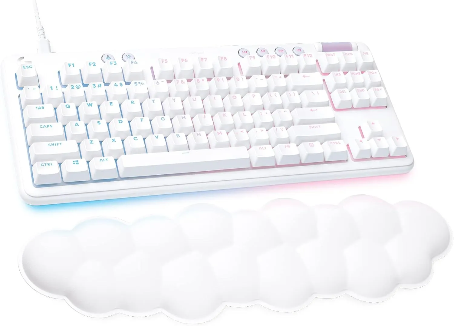 920-010680 G713 Wired Mechanical Gaming Keyboard RGB Aurora Collection Logitech G713 Wired Mechanical Gaming Keyboard with LIGHTSYNC RGB Lighting, Linear Switches (GX Red), and Keyboard Palm Rest, PC and Mac Compatible - White Mist