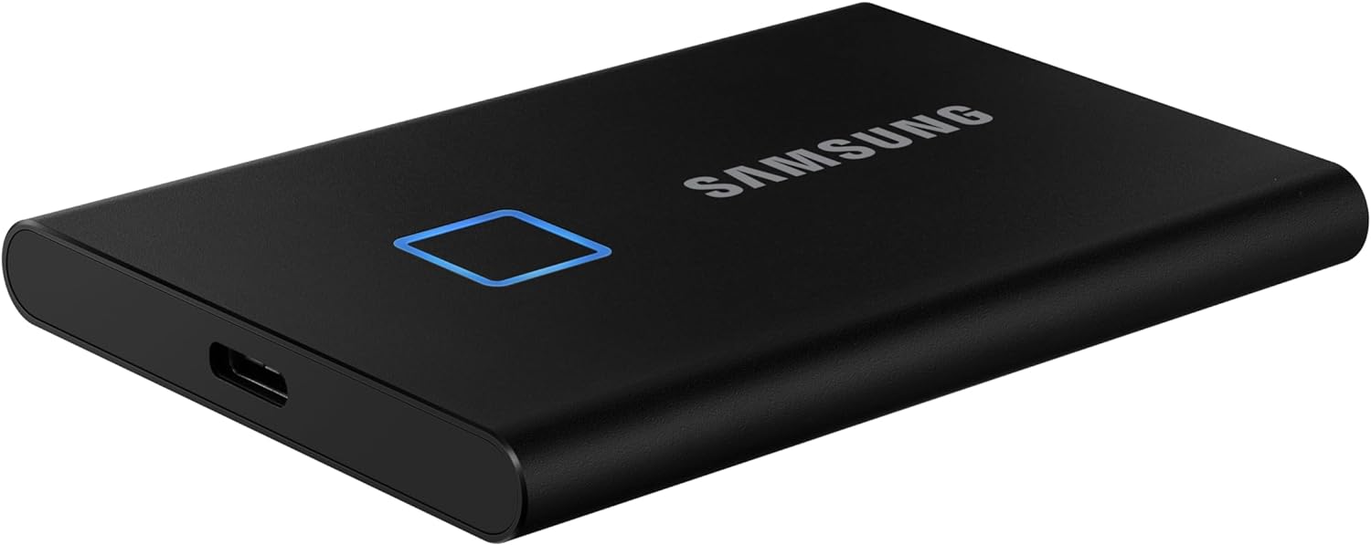 MU-PC2T0K/WW SAMSUNG T7 Touch Portable SSD 2TB SAMSUNG T7 Touch Portable SSD 2TB ,up to 1050MB/s, USB 3.2 External Solid State Drive, Fingerprint Security Encryption , Solid Aluminum , Compatible with PC, Mac, Android - Black (MU-PC2T0K/WW)