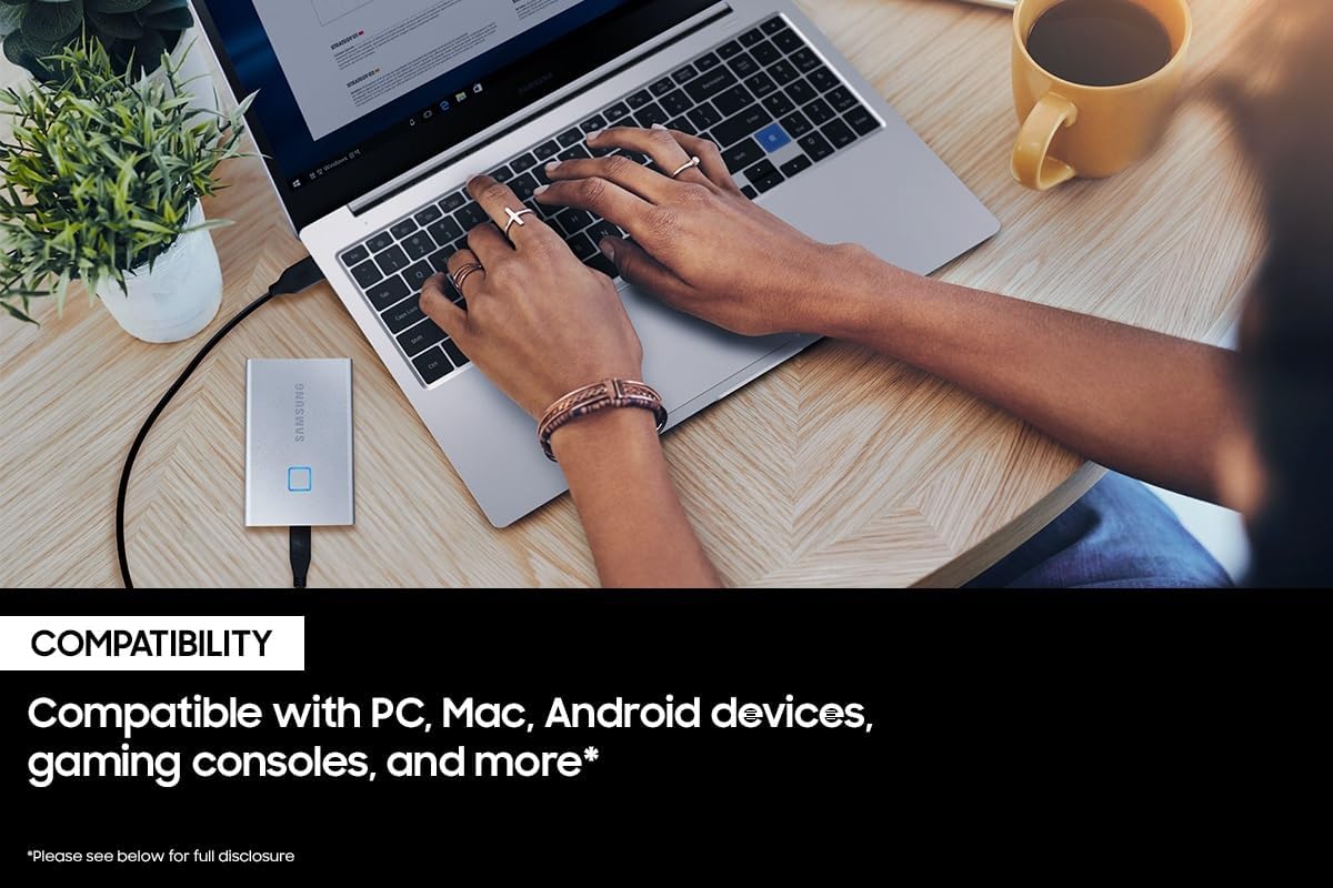 MU-PC2T0K/WW SAMSUNG T7 Touch Portable SSD 2TB SAMSUNG T7 Touch Portable SSD 2TB ,up to 1050MB/s, USB 3.2 External Solid State Drive, Fingerprint Security Encryption , Solid Aluminum , Compatible with PC, Mac, Android - Black (MU-PC2T0K/WW)