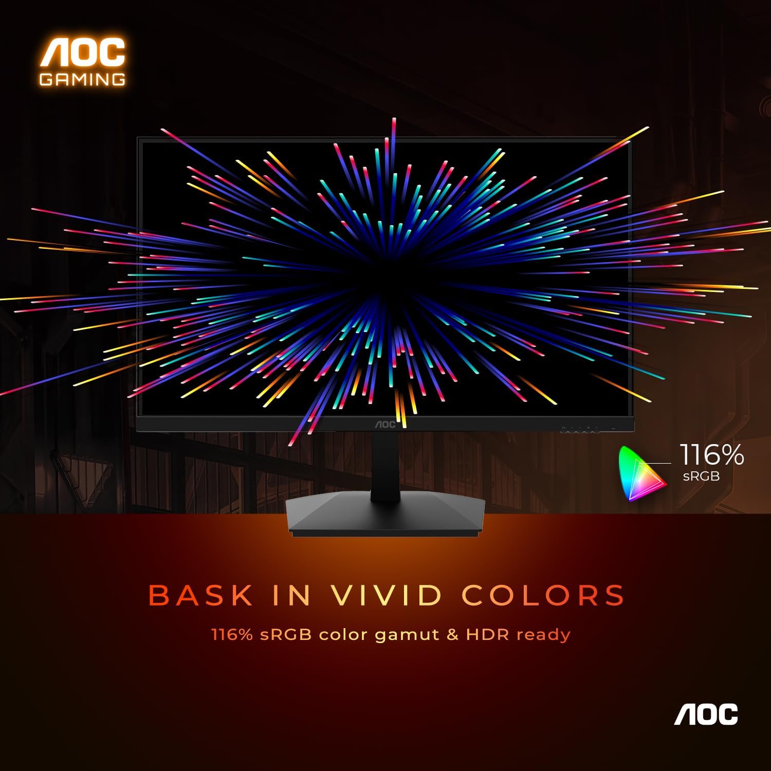 24G15N 24G15 Gaming Monitor 24 inch FHD 180Hz 1ms AOC 24G15 Gaming Monitor 24 inch FHD (1920X1080) 180Hz 1ms , 3-Sided Frameless VA panel , Adaptive-Sync , HDR10 Ready , 116% sRGB Wide Color Gamut - BLACK