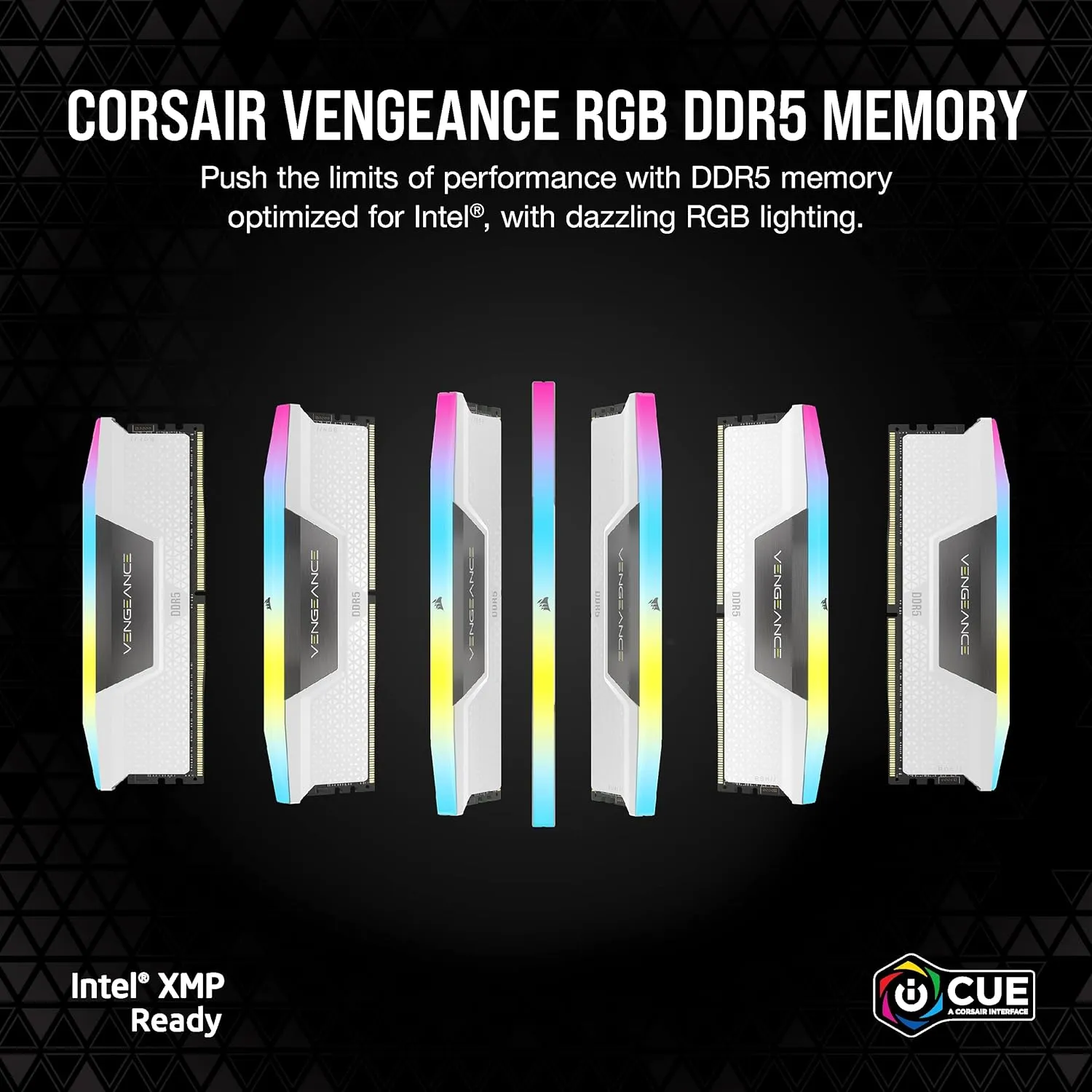 CMH32GX5M2B6400C36W CORSAIR VENGEANCE RGB DDR5 RAM 32GB 6400MHz CORSAIR VENGEANCE RGB DDR5 RAM 32GB (2x16GB) 6400MHz CL36 (PC5 51200) 288-Pin Intel XMP iCUE Compatible Computer Memory - White (CMH32GX5M2B6400C36W)