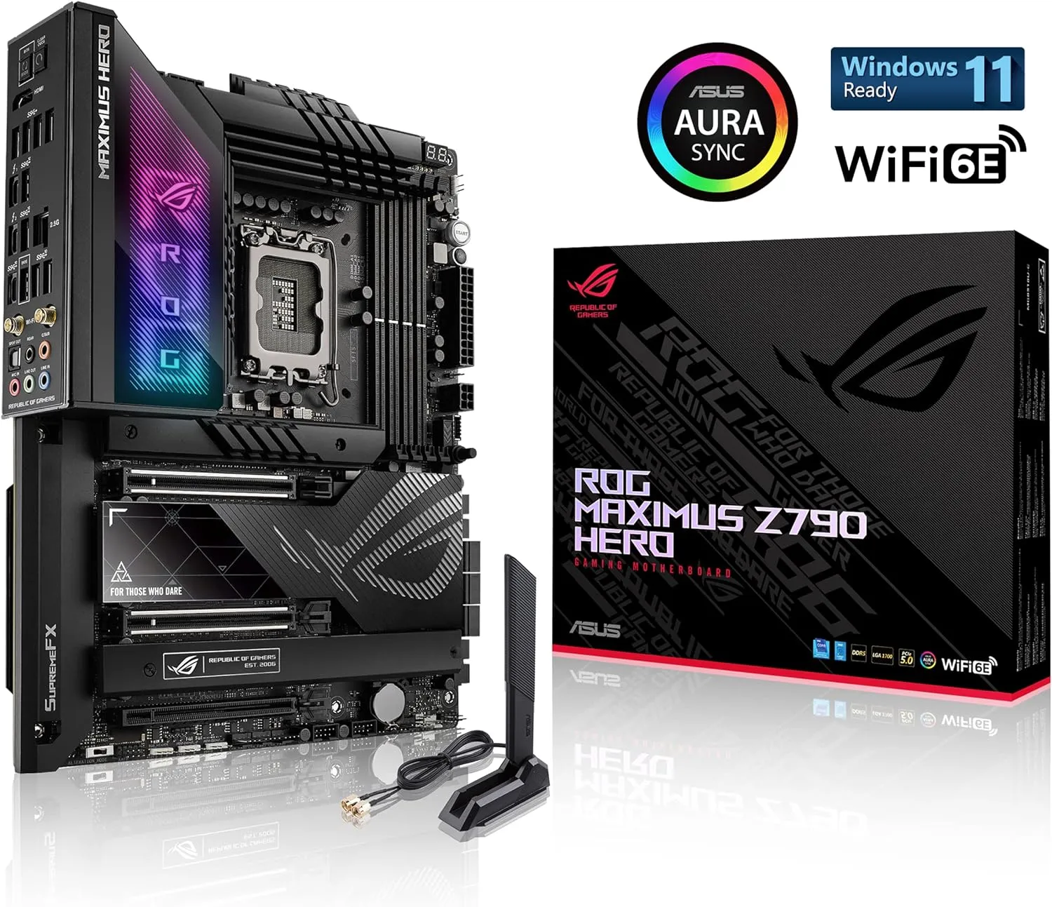 90MB1CI0-M0AAY0 ROG Maximus Z790 Hero WiFi DDR5 Motherboard ASUS ROG Maximus Z790 Hero (WiFi 6E) LGA 1700(Intel 14th & 13th&12th Gen) ATX gaming motherboard(PCIe 5.0,DDR5,20+1power stages,2.5Gb LAN, Bluetooth V5.2,2x Thunderbolt 4 ports,5xM.2/NVMe SSD,Thunderbolt 4 USB Type-C