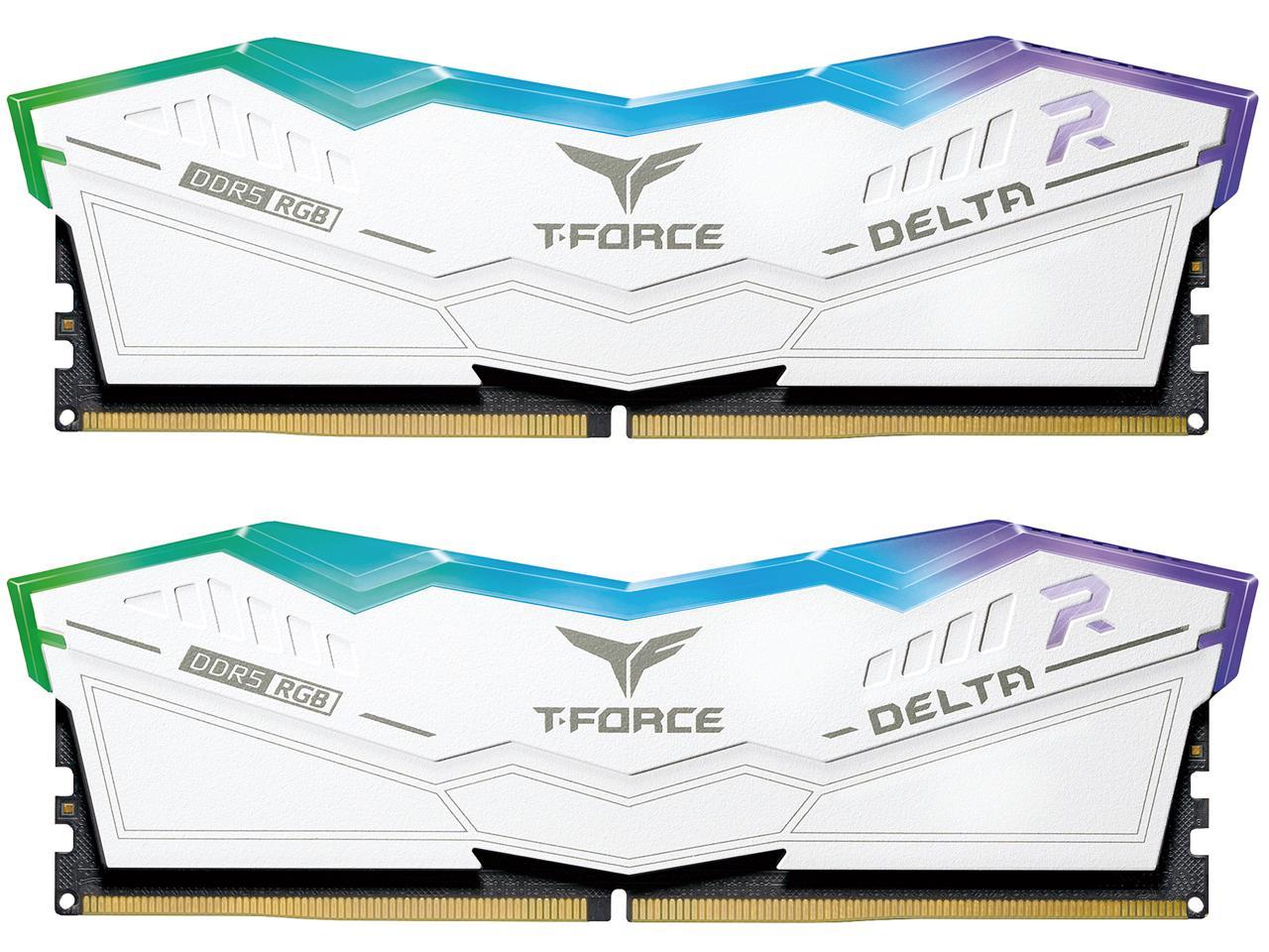 Delta RGB DDR5 Ram Kit 32GB 6000MHz CL30 (5) FF4D532G6000HC30DC01 Delta RGB DDR5 Ram Kit 32GB 6000MHz CL30 TEAMGROUP T-Force Delta RGB DDR5 Ram Kit 32GB (2x16GB) 6000MHz PC5-48000 CL30 Desktop Memory Module RamĀ Chipset XMP 3.0 & AMD EXPO Ready WHITE - FF4D532G6000HC30DC01