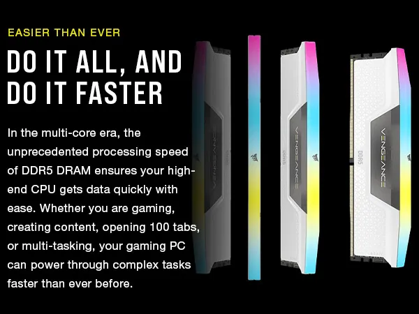 CMH32GX5M2B6400C36W CORSAIR VENGEANCE RGB DDR5 RAM 32GB 6400MHz CORSAIR VENGEANCE RGB DDR5 RAM 32GB (2x16GB) 6400MHz CL36 (PC5 51200) 288-Pin Intel XMP iCUE Compatible Computer Memory - White (CMH32GX5M2B6400C36W)