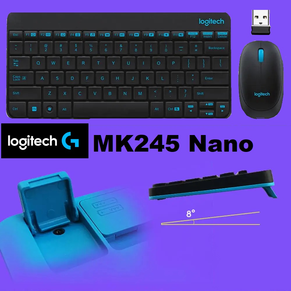 920-008200 Logitech MK245 Nano Wireless Keyboard Mouse Logitech MK245 Nano Wireless Keyboard and Mouse 2.4GHz Nano USB Receiver , Wireless Encryption  , Spill-proof , 1000DPI , Multimedia Function Key , Supports Windows  ChromeOs - Black