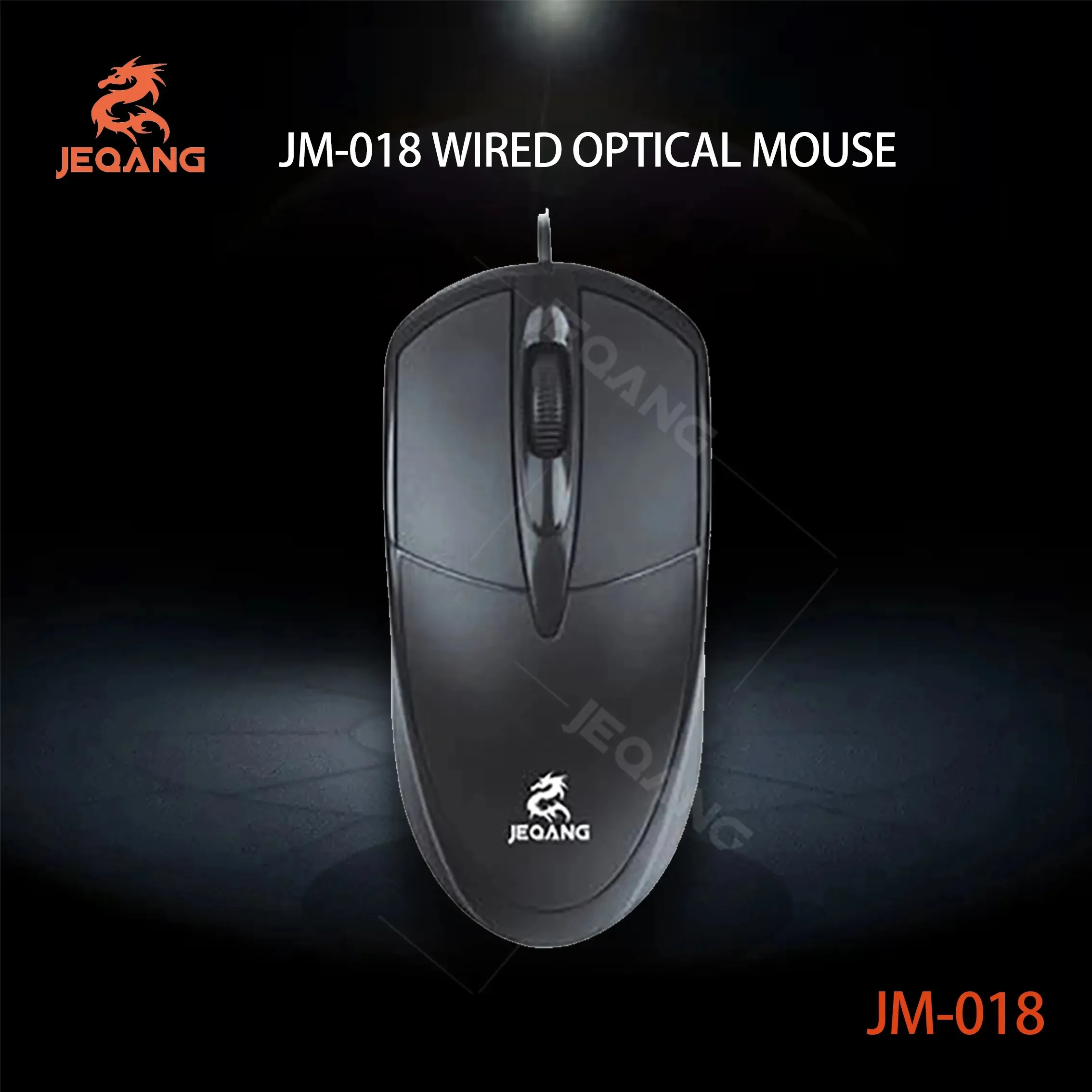 JEQANG-JM-018 JEQANG JW 018 USB WIRED MOUSE Adjustable DPI JEQANG JW-018 USB WIRED MOUSE  for PC, Laptop, Computer with Windows - 3 levels Adjustable DPI  - Ambidextrous Design - 3 Buttons - Red Optical Sensor –  Black