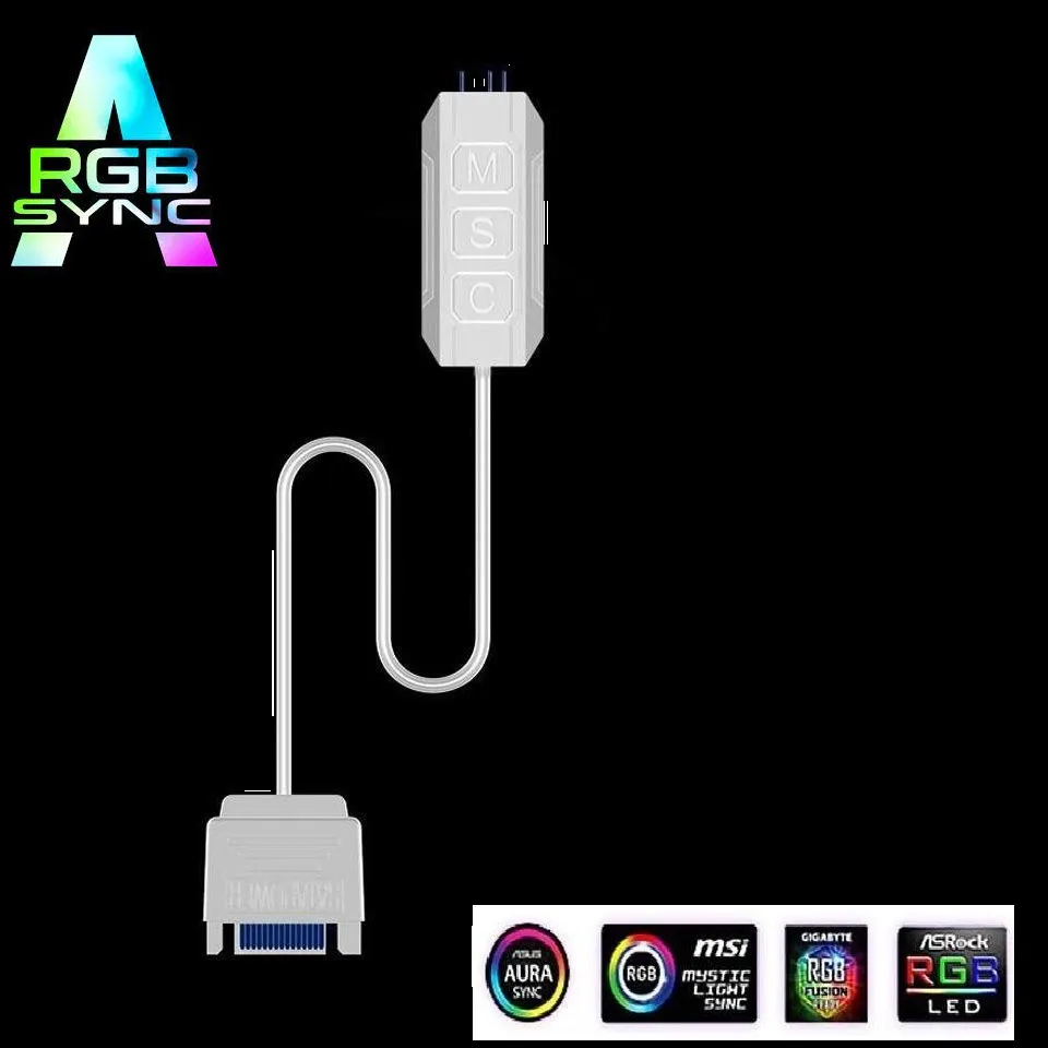 RBB-CONT-SATA-WH ARGB Controller 5V 3Pin SATA Power WHITE ARGB Controller 5V 3Pin SATA Power ; ARGB Controller , Fans Controller for Rainbow Case Fans, PC Rainbow LED Strip, Computer ARGB Fans - WHITE