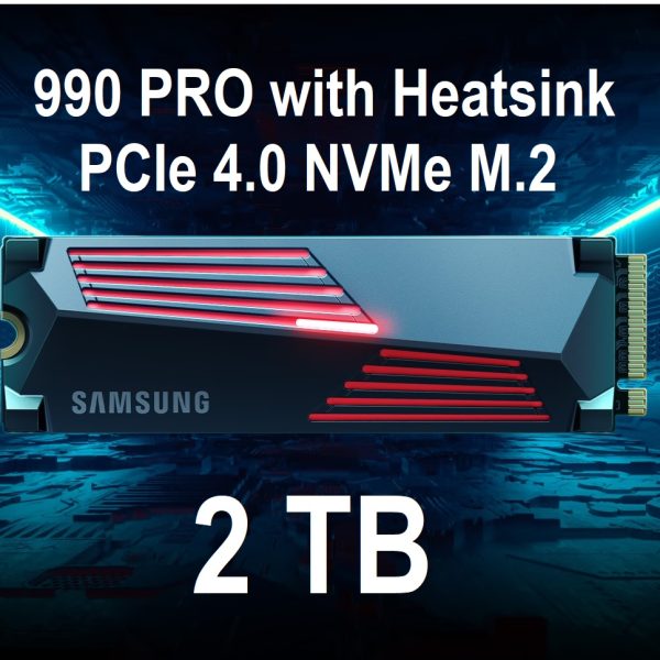MZ-V9P2T0GW SAMSUNG 990 PRO NVME with Heatsink SSD 2TB SAMSUNG 990 PRO w/ Heatsink SSD 2TB, PCIe PCIe Gen 4.0 x4, NVMe 2.0 Internal Solid State Hard Drive, Seq. Read Speeds Up To 7,450MB/s for High End Computing, Workstations, Compatible w/ PlayStation 5, MZ-V9P2T0GW