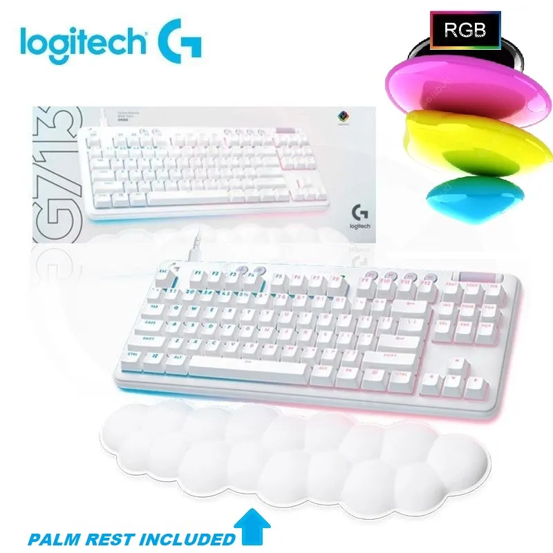 920-010680 G713 Wired Mechanical Gaming Keyboard RGB Aurora Collection Logitech G713 Wired Mechanical Gaming Keyboard with LIGHTSYNC RGB Lighting, Linear Switches (GX Red), and Keyboard Palm Rest, PC and Mac Compatible - White Mist 920-010680 G713 Wired Mechanical Gaming Keyboard RGB Aurora Collection Logitech G713 Wired Mechanical Gaming Keyboard with LIGHTSYNC RGB Lighting, Linear Switches (GX Red), and Keyboard Palm Rest, PC and Mac Compatible - White Mist