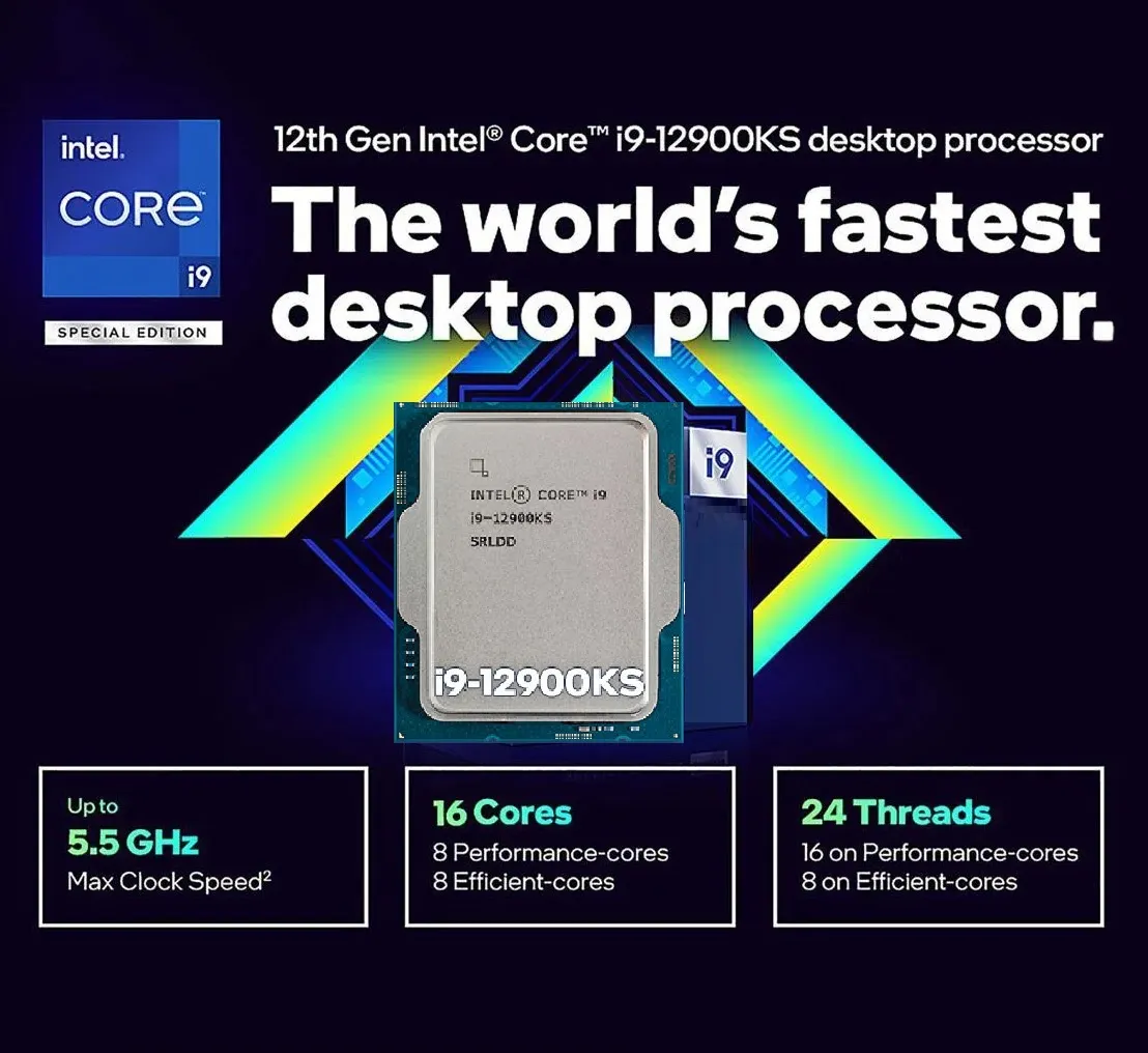 I7-12900KS-TRAY CPU Intel Core i9 12900KS Core i9 12th Gen CPU Intel Core i9-12900KS - Core i9 12th Gen Alder Lake 16-Core (8P+8E) 3.4 GHz LGA 1700 150W , 770 Gaming Desktop Processor with Integrated UHD Graphics and Hexadeca-core | Tray 