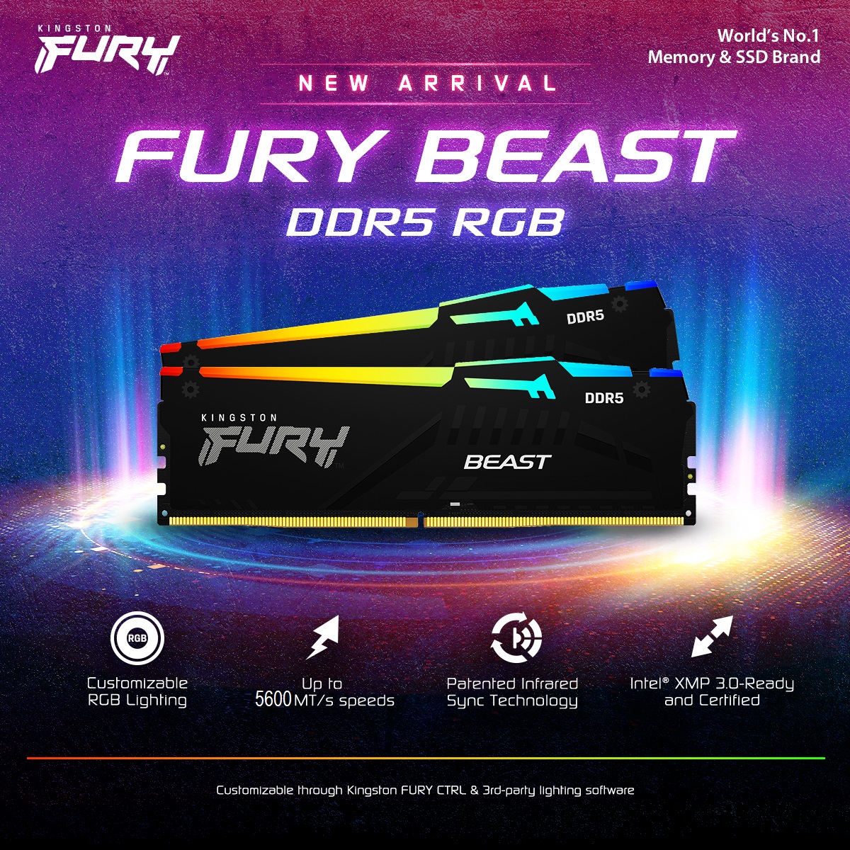 Beast 64GB 6000MTs DDR5 RAM CL40 RGB RAM Kit Beast 64GB 5600MTs DDR5 RAM CL40 RGB RAM Kit Beast 64GB 5200MTs DDR5 RAM CL40 RGB RAM Kit Beast 32GB 6000MTs DDR5 RAM CL40 RGB RAM Kit Beast 32GB 5600MTs DDR5 RAM CL40 RGB RAM Kit KF556C36BBEAK2-64 Beast 64GB 5600MTs DDR5 RAM CL36 RGB RAM Kit Kingston FURY Beast 64GB (2x32GB) 5600MT/s DDR5 RAM CL36 PC5-44800 1.25 V RGB Desktop Memory Kit of 2 | Infrared Syncing |XMP 3.0 &  AMD Expo | Plug N Play | KF556C36BBEAK2-64