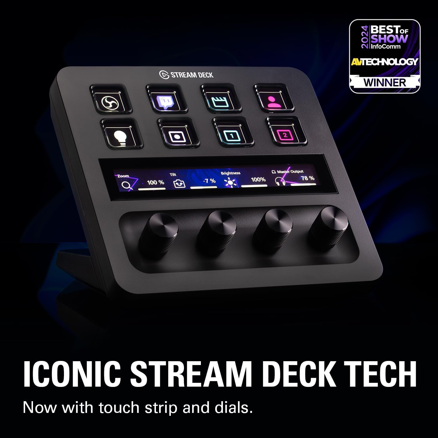 10GBD9901 Elgato USB-C Stream Deck Plus Audio Mixer Elgato USB-C Stream Deck +, Audio Mixer, Production Console and Studio Controller for Content Creators, Streaming, Gaming, with Customizable Touch Strip dials and LCD Keys, Works with Mac and PC