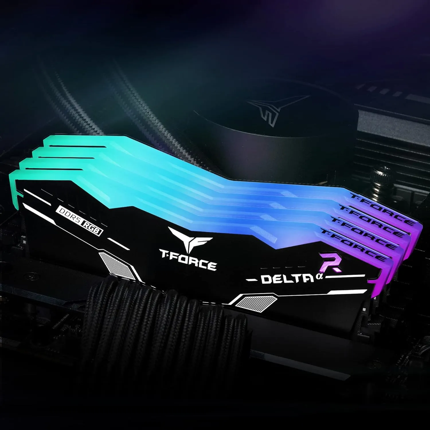FF7D532G5600HC40BDC01 TEAMGROUP T-FORCE DELTA RGB DDR5 Ram KIT 32GB (2x16GB) 5600MHz PC5-44800 CL40 1.2V RYZEN AMP 3.0 Expo Compatible Desktop Memory Module Ram Black FF3D532G5600HC40BDC01