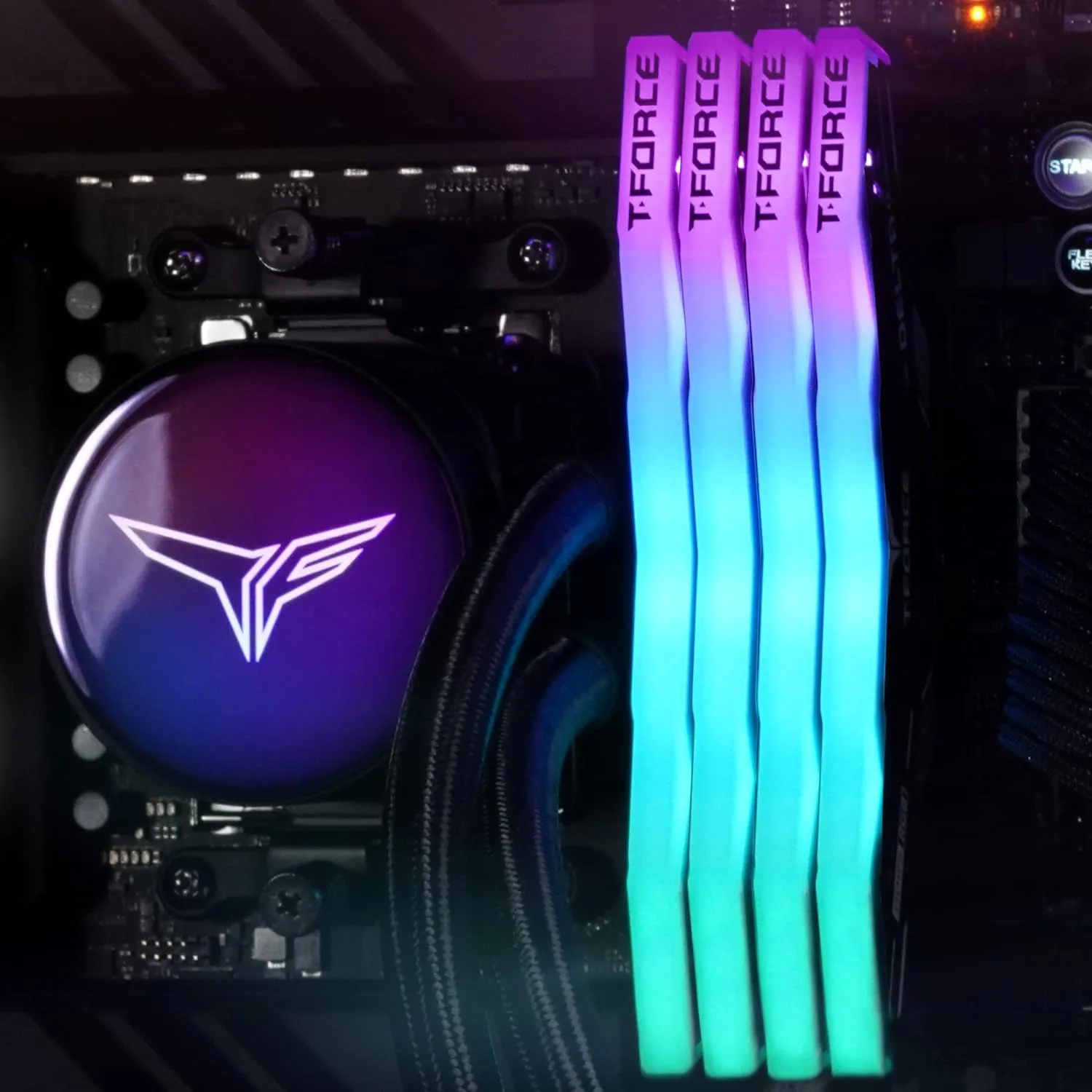 FF7D532G5600HC40BDC01 TEAMGROUP T-FORCE DELTA RGB DDR5 Ram KIT 32GB (2x16GB) 5600MHz PC5-44800 CL40 1.2V RYZEN AMP 3.0 Expo Compatible Desktop Memory Module Ram Black FF3D532G5600HC40BDC01