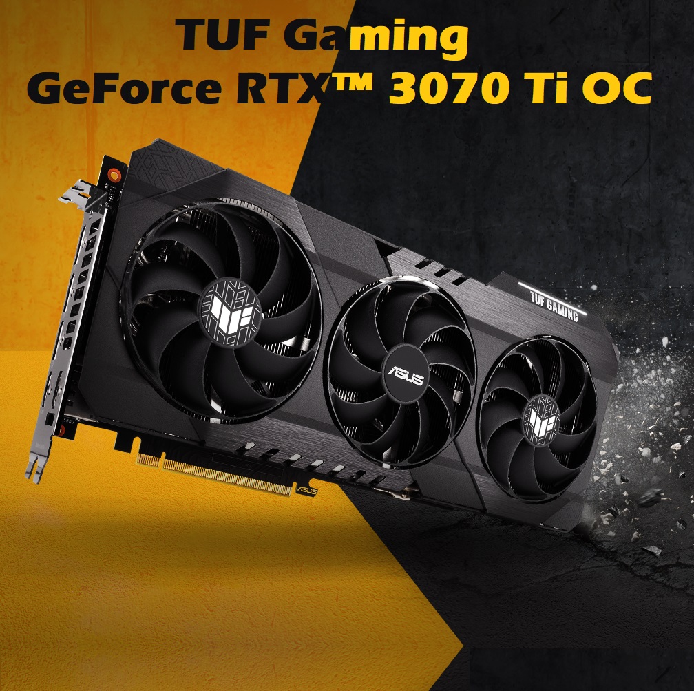 ASUS TUF Gaming RTX 3070 Ti OC 8GB GDDR6X (6) ASUS-3070TI-TUF-USED ASUS TUF Gaming RTX 3070 Ti OC 8GB GDDR6X ASUS TUF Gaming NVIDIA GeForce RTX 3070 Ti OC Edition Graphics Card (PCIe 4.0, 8GB GDDR6X, HDMI 2.1, DisplayPort 1.4a, Dual Ball Fan Bearings, Military-Grade Certification, GPU Tweak II)