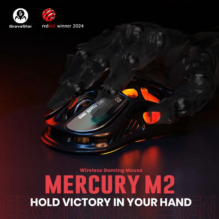 GRAVASTARM2_BLK GravaStar Mercury M2 Gaming Mouse RGB GravaStar Mercury M2 Gaming Mouse -MMO Gaming with 26,000 DPI Optical Sensor -78g Lightweight Hollowed-Out Design -5 Programmable Buttons -5 Dynamic Lightsync RGB Modes -Stealth Black