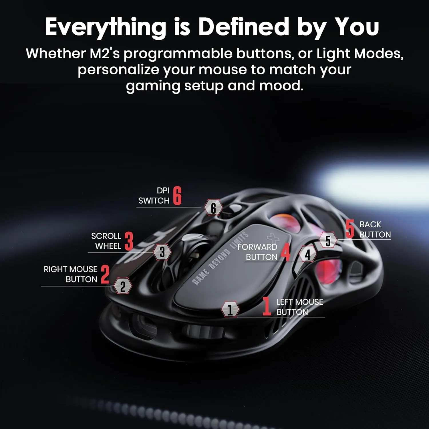 GRAVASTARM2_BLK GravaStar Mercury M2 Gaming Mouse RGB GravaStar Mercury M2 Gaming Mouse -MMO Gaming with 26,000 DPI Optical Sensor -78g Lightweight Hollowed-Out Design -5 Programmable Buttons -5 Dynamic Lightsync RGB Modes -Stealth Black