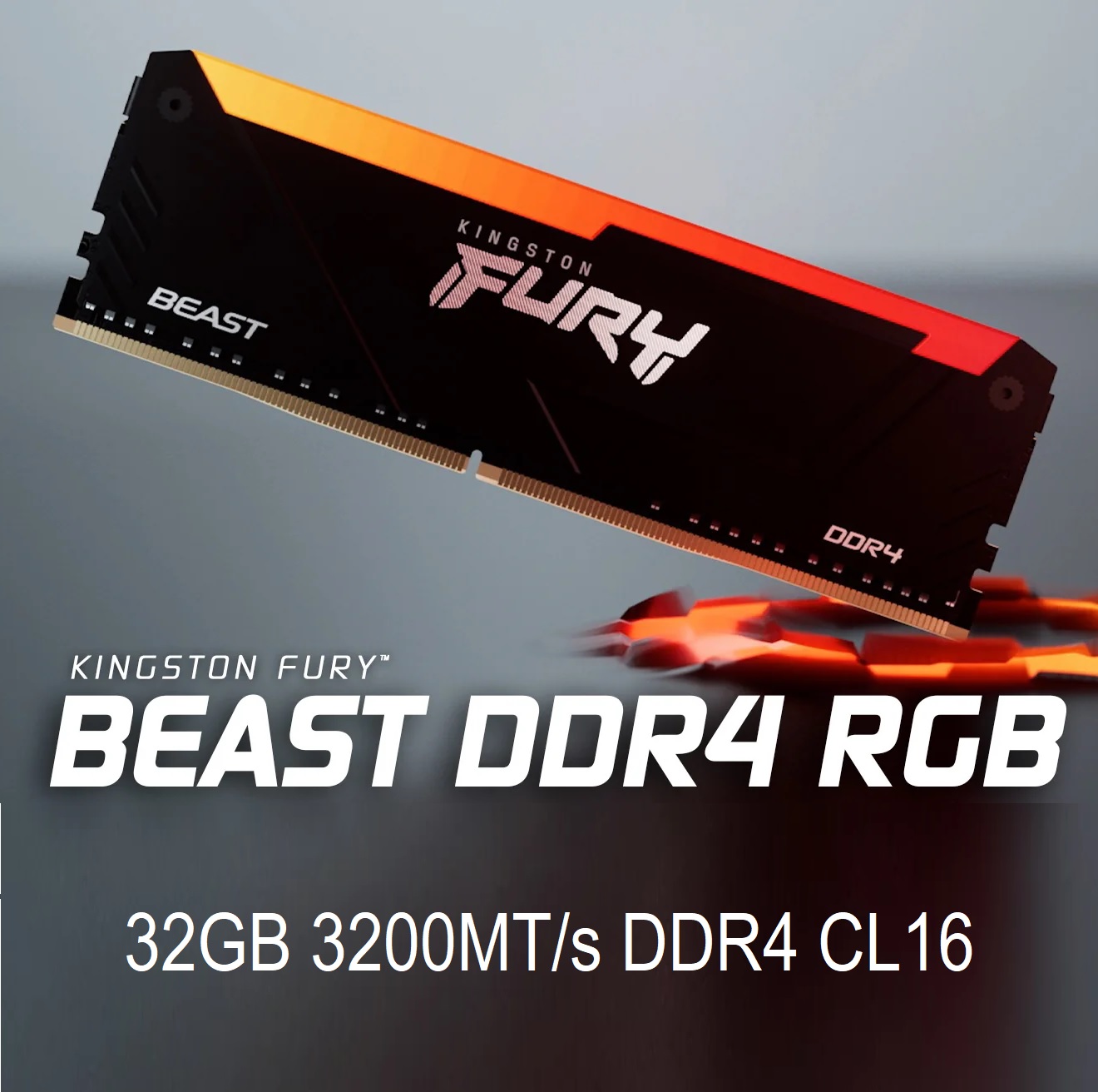 Kingston FURY Beast 32GB 3200MHz DDR4 RGB RAM CL16 XMP AMD (1) KF432C16BB2A/32 Beast 32GB 3200MHz DDR4 RGB RAM CL16 XMP AMD Kingston FURY Beast 32GB 3200MHz DDR4 CL16 Desktop Memory Single Module 1.35V 288-Pin | Intel XMP | AMD Ryzen | Plug n Play | RGB Infrared Syncing | KF432C16BB2A/32