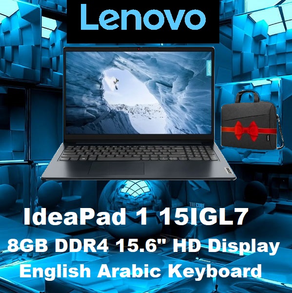 Lenovo IdeaPad 1 15IGL7 Celeron N4020 8GB DDR4 (2) 82V700DJDP Lenovo IdeaPad 1 15IGL7 Celeron N4020 8GB DDR4 Lenovo IdeaPad 1 15IGL7 Intel® Celeron® N4020 | 8GB DDR4 ; 256GB SSD | 15.6" HD Display | English Arabic Keyboard | Intel® UHD Graphics 600 | DOS | Abyss Blue | Bundled with Lenovo Bag