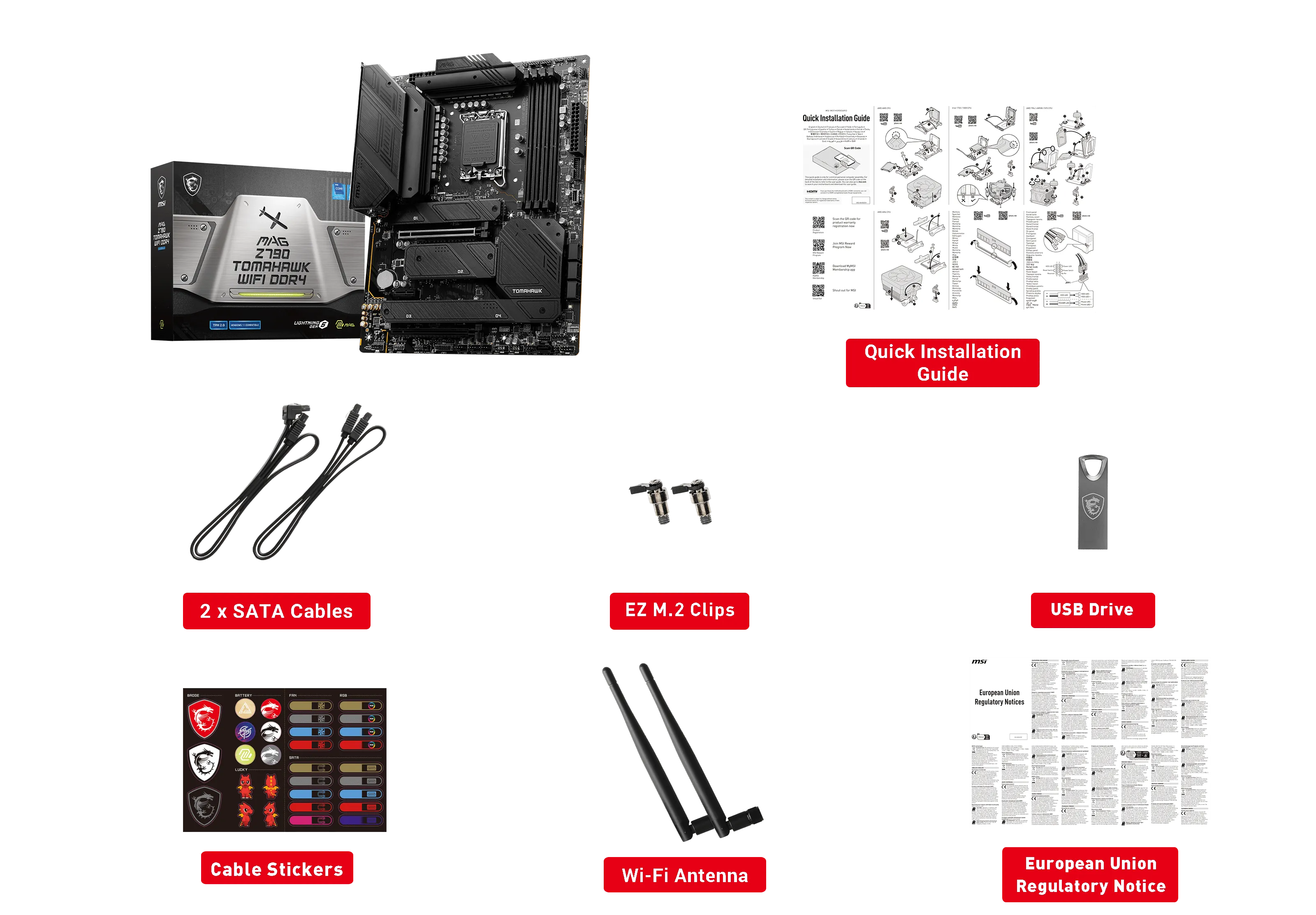 911-7D91-020 MAG Z790 Tomahawk WiFi DDR4 Gaming Motherboard MSI MAG Z790 Tomahawk WiFi DDR4 Gaming Motherboard (Supports 12th/13th/14th Gen Intel Processors, LGA 1700, DDR4, PCIe 5.0, M.2, 2.5Gbps LAN, USB 3.2 Gen2, Wi-Fi 6E, ATX)