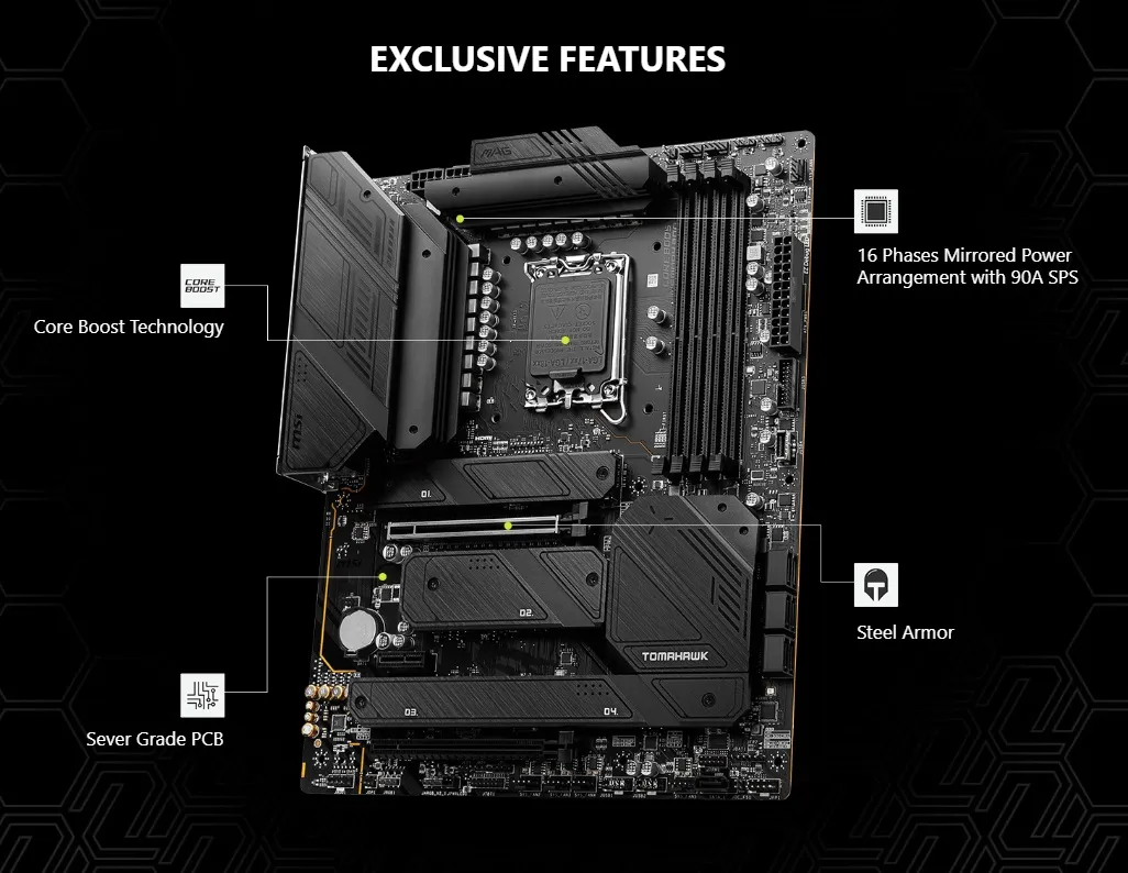 911-7D91-020 MAG Z790 Tomahawk WiFi DDR4 Gaming Motherboard MSI MAG Z790 Tomahawk WiFi DDR4 Gaming Motherboard (Supports 12th/13th/14th Gen Intel Processors, LGA 1700, DDR4, PCIe 5.0, M.2, 2.5Gbps LAN, USB 3.2 Gen2, Wi-Fi 6E, ATX)