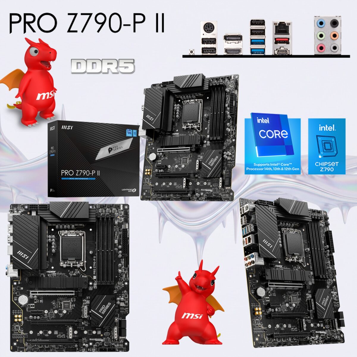 MSI PRO Z790-P II ATX Motherboard With Intel Z790 Chipset, LGA 1700 Support, 4 DIMMs DDR5 7200+MHz OC, PCIe 5.0, 4x M.2 Gen4, 2.5G LAN, USB 20Gbps , for Intel® Core™ 14th/ 13th/ 12th Gen Processors