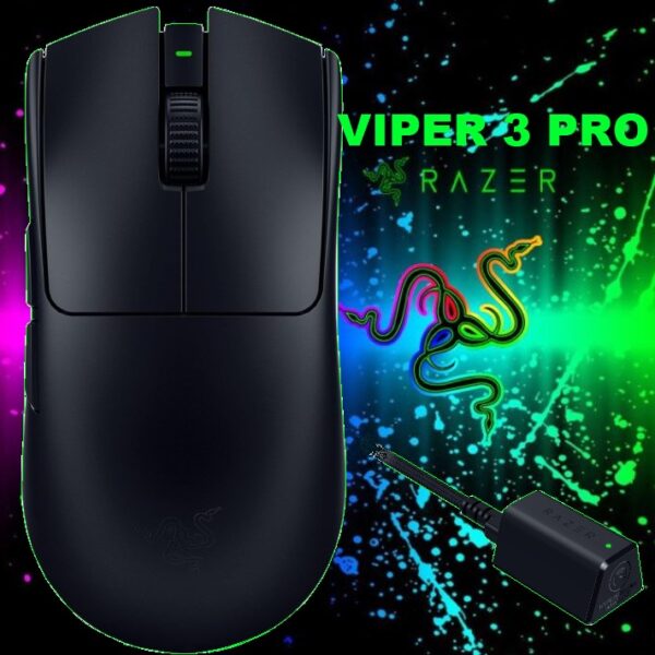 RZ01-05120100-R3G1 Viper V3 Pro Wireless Esports Gaming Mouse Razer Viper V3 Pro Wireless Esports Gaming Mouse: Symmetrical - 54g Lightweight - 8K Polling - 35K DPI Optical Sensor - Gen3 Optical Switches - 8 Programmable Controls - Black