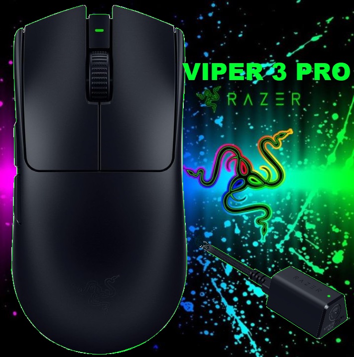 RZ01-05120100-R3G1 Viper V3 Pro Wireless Esports Gaming Mouse Razer Viper V3 Pro Wireless Esports Gaming Mouse: Symmetrical - 54g Lightweight - 8K Polling - 35K DPI Optical Sensor - Gen3 Optical Switches - 8 Programmable Controls - Black
