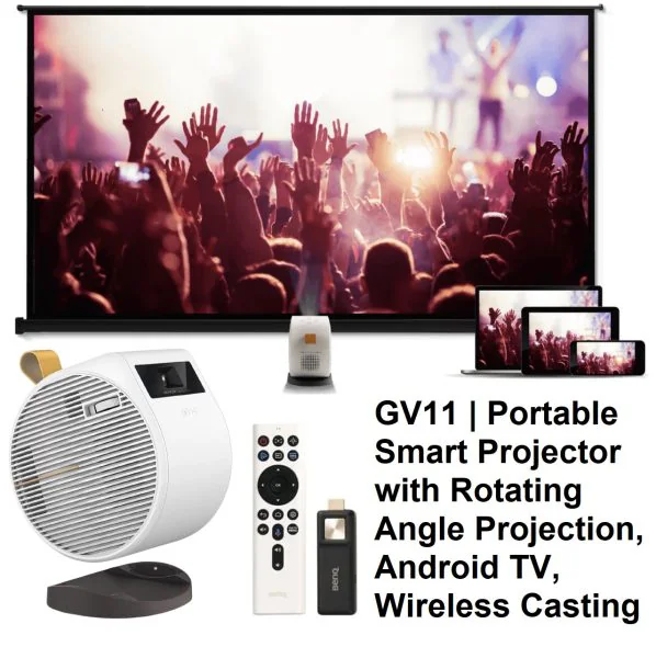 admkf986jkfhgin-ajax BenQ GV11 Portable Smart Projector with Rotating Angle Projection, Android TV, Wireless Casting , 270-degree 5W speaker with Bass Extensions , 480p Resolution & 200 ANSI Lumens | Chromecast & AirPlay - Image 1