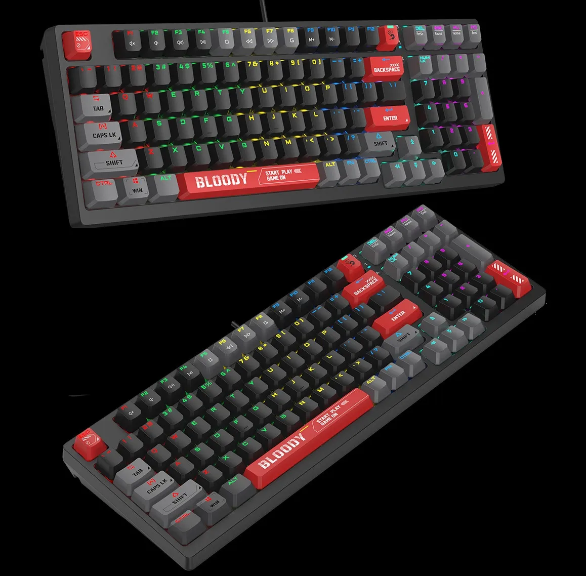 BLOODY-S98 S98 Mechanical Gaming Keyboard BLMS Red Plus bloody S98 RGB Mechanical Gaming Keyboard with BLMS Red Plus Hot-Swappable Switch | RGB Backlit 98-Key Style Keyboard | 3-Direction Cable Management | 4M Onboard Memory | N-Key Rollover | Bloody Red