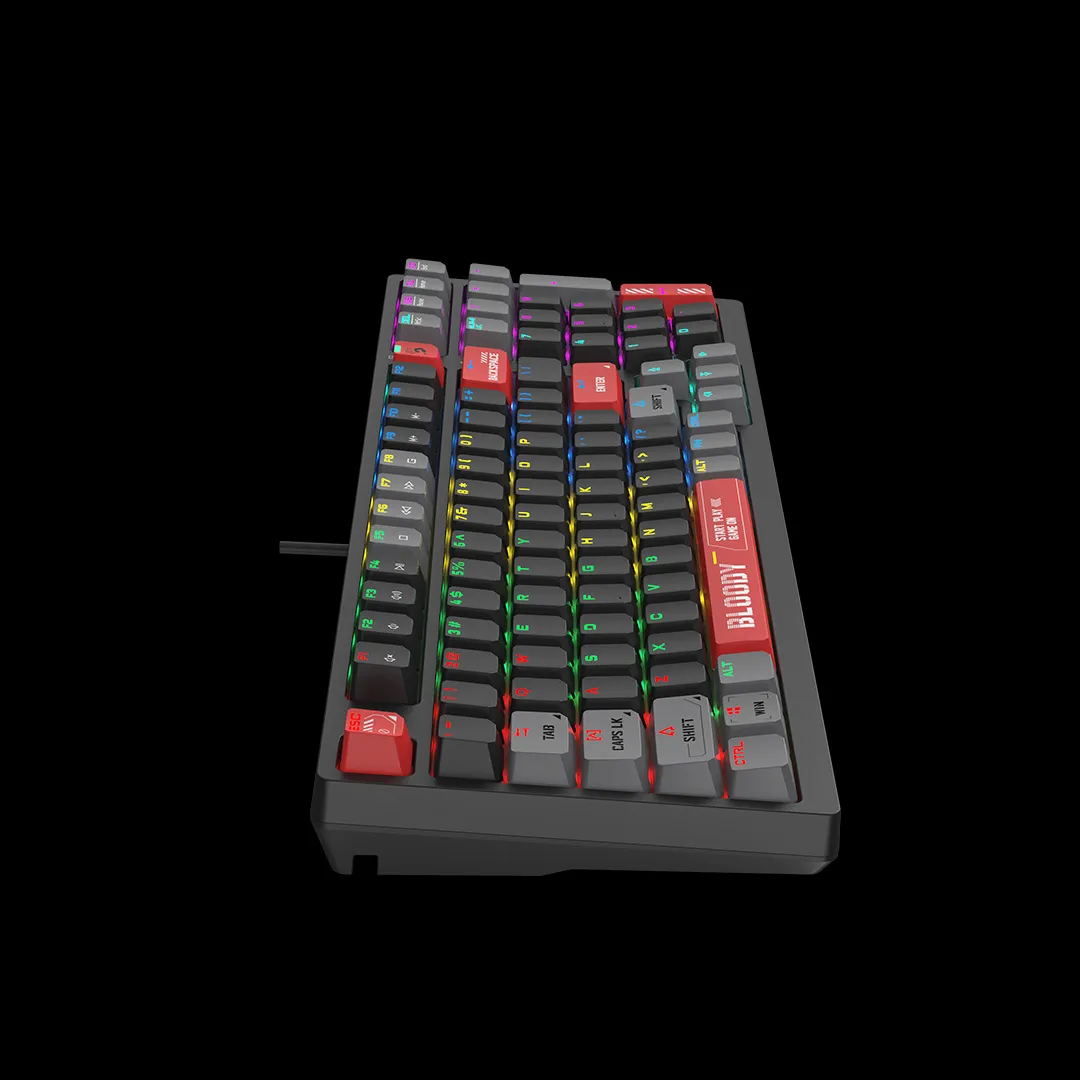 BLOODY-S98 S98 Mechanical Gaming Keyboard BLMS Red Plus bloody S98 RGB Mechanical Gaming Keyboard with BLMS Red Plus Hot-Swappable Switch | RGB Backlit 98-Key Style Keyboard | 3-Direction Cable Management | 4M Onboard Memory | N-Key Rollover | Bloody Red