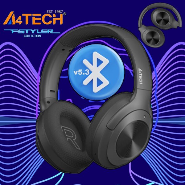 BH220 A4Tech BH220 Bluetooth v5 Wireless Headset A4Tech BH220 Bluetooth v5.3 Wireless Headset - Up to 10m Range - Soft Mesh Fabric Padded Headband -  Lightweight Ear Pads - USB Type C Rechargeable - 3 Ways Folding - Extended Play Time with 400mAh Battery - Black 