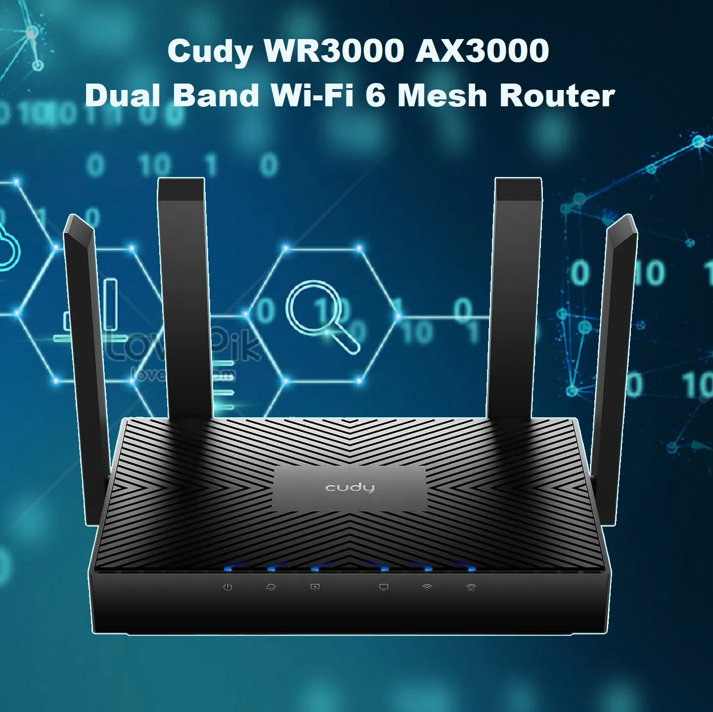 WR3000-EU AX3000 Dual Band Wi-Fi 6 Mesh Router Cudy WR3000 AX3000 Dual Band Wi-Fi 6 Mesh Router with MU-MIMO, OFDMA, and Smart Beamforming – Connect Over 100 Devices with Enhanced Security and Easy Cloud Management