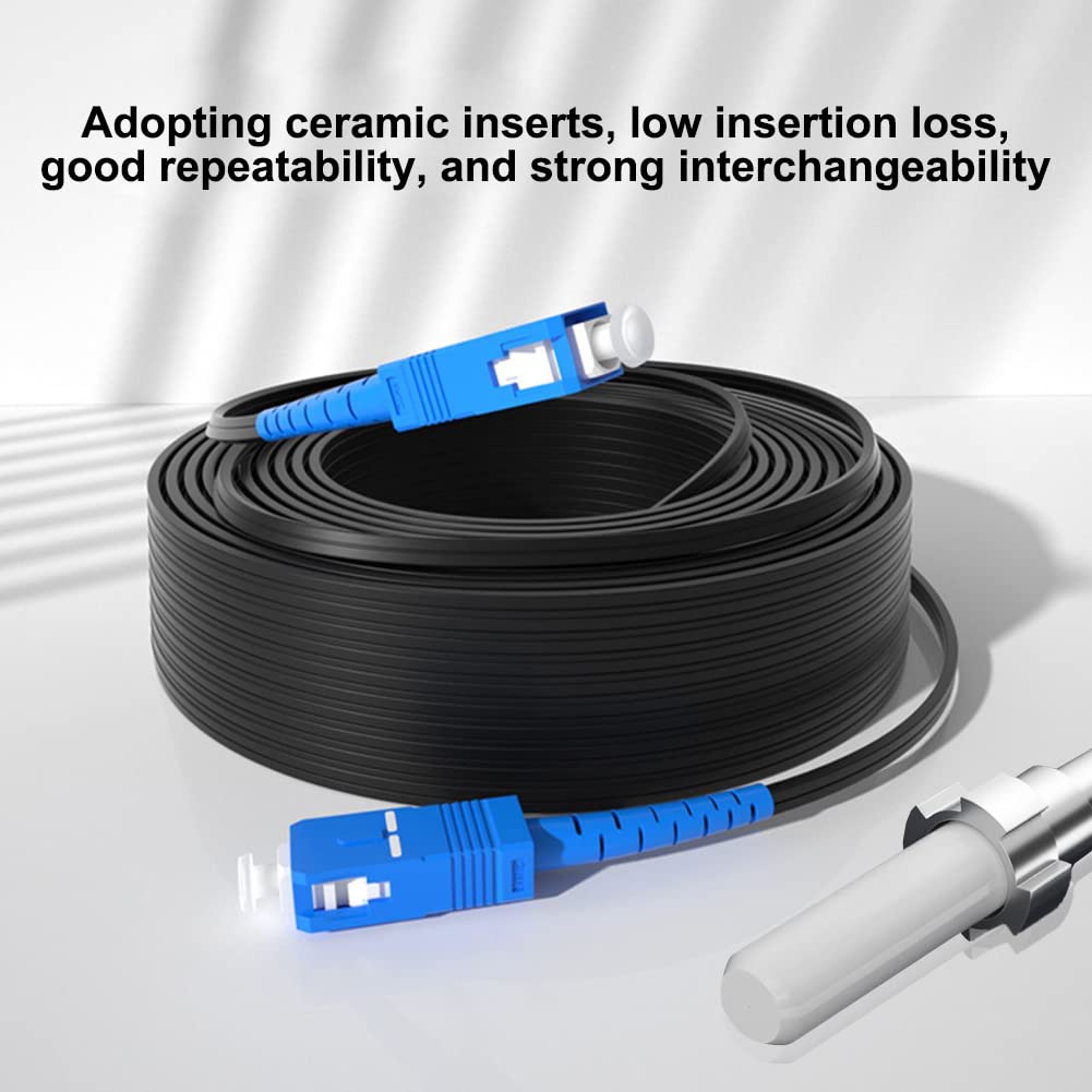 Fiber Optic Cable with SC Connector 50m (1) AXON-SCSC-50M-1C Fiber Optic Cable with SC Connector 50m Indoor Single Mode Single core Fiber Optic Cable with SC Connector 50m , 1 core 2 Steel Wire Optical Cable OS2 Jumper Leather Optical Patch Cord
