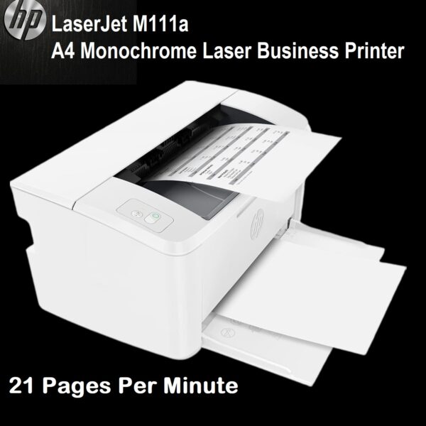 7MD67A M111a A4 Monochrome Laser Business Printer HP LaserJet M111a A4 Monochrome Laser Business Printer - 21 Pages Per Minute - Black & White Only - Hi-Speed USB - Compatible with Windows, macOS, and Linux | WHITE 7MD67A