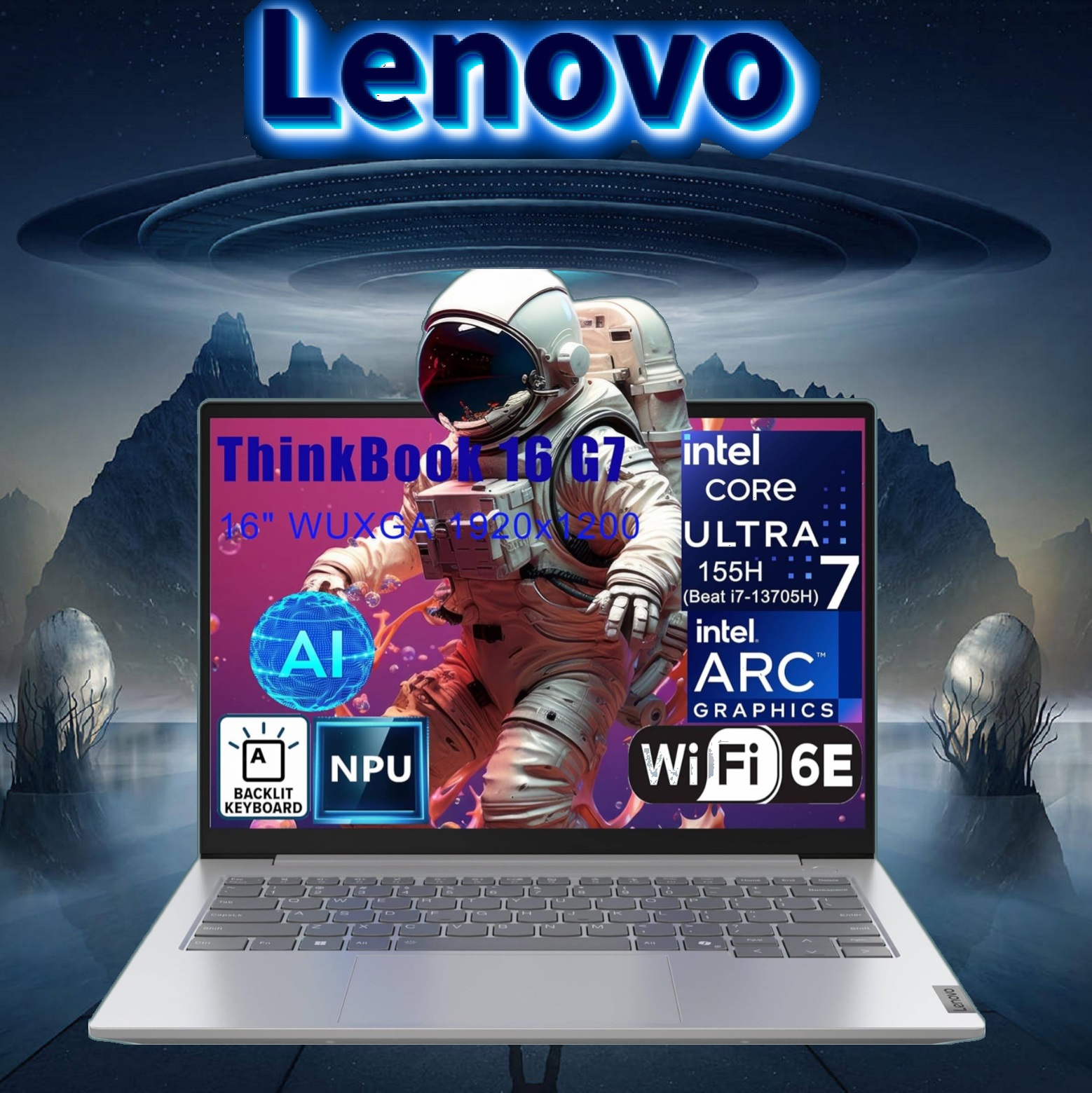 LENOVO ThinkBook 16 G7 Ultra 7 155H 16 in WUXGA IPS Display (1) 21MS000NGQ 16 G7 Ultra 7 155H 16 in WUXGA IPS Display LENOVO ThinkBook 16 G7 IML Intel® Core™ Ultra 7 155H | 8GB DDR5 RAM , 512GB SSD | Intel® Arc™ Graphics | 16 inch WUXGA IPS Display | Backlit Keyboard | AI GRADE Intel® AI Boost NPU , Modern Standby | with Lenovo® Bag | Arctic Grey