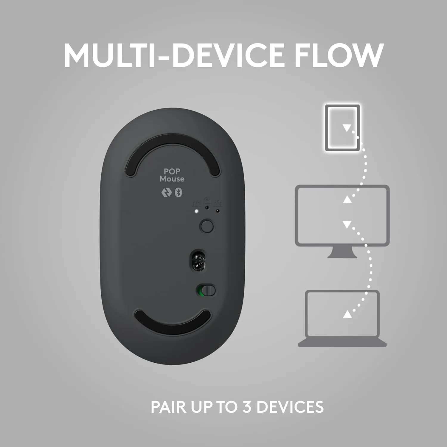 NIGHTFALL 910-007160 POP Bluetooth Wireless Mouse Emoji Logitech POP Bluetooth Wireless Mouse Emoji Customizable - 1000 to 4000  DPI - Connect up to 3 devices - 10 meters Wireless Range -  Battery Powered -  Compatible with Windows® , macOS , ChromeOS™ ,  iPadOS , Microsoft Surface | NIGHTFALL 910-007160