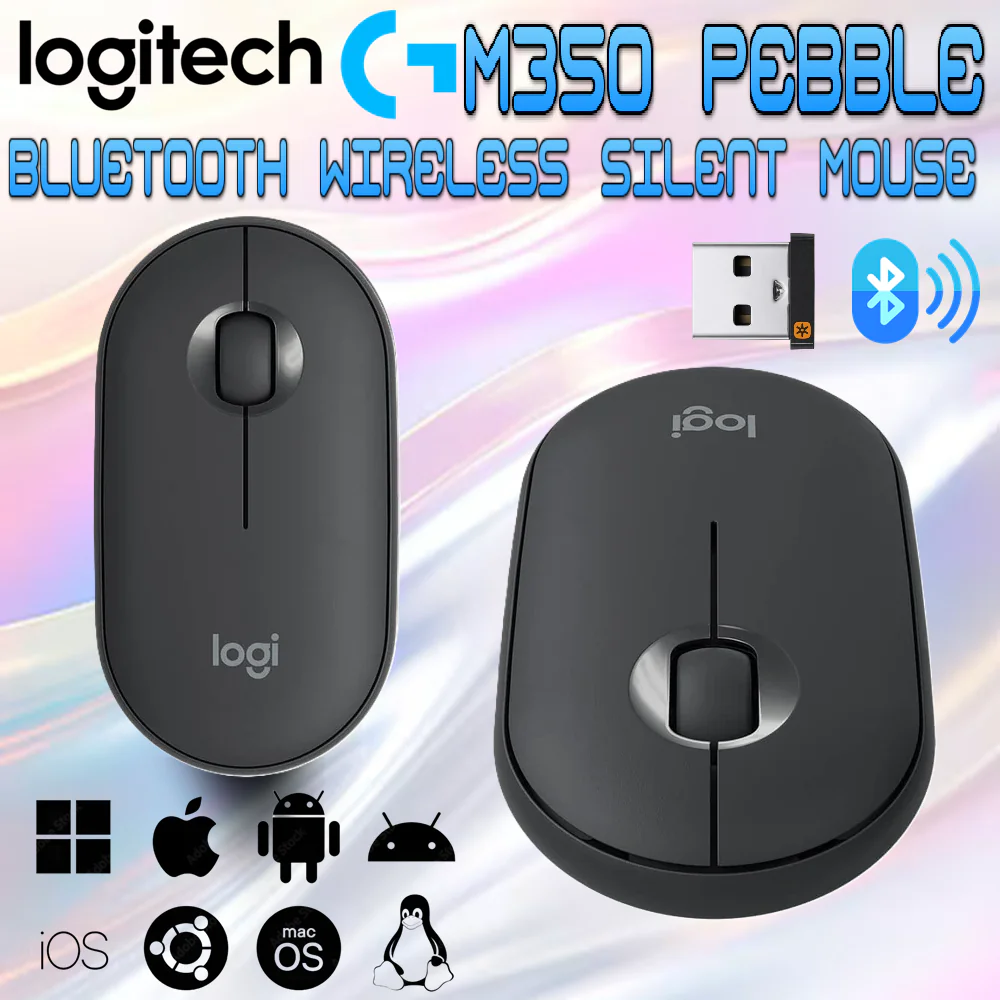 Logitech Pebble Wireless Mouse with Bluetooth or 2.4 GHz Receiver, Silent, Slim Computer Mouse 910-005576 LOGITECH M350 PEBBLE MODERN SLIM & BEAUTIFUL MOUSE Logitech M350 Pebble Wireless Silent Mouse with Bluetooth or 2.4 GHz Receiver, Slim Computer Mouse with Quiet Clicks, for Laptop/Notebook/iPad/PC/Mac/Chromebook | Graphite