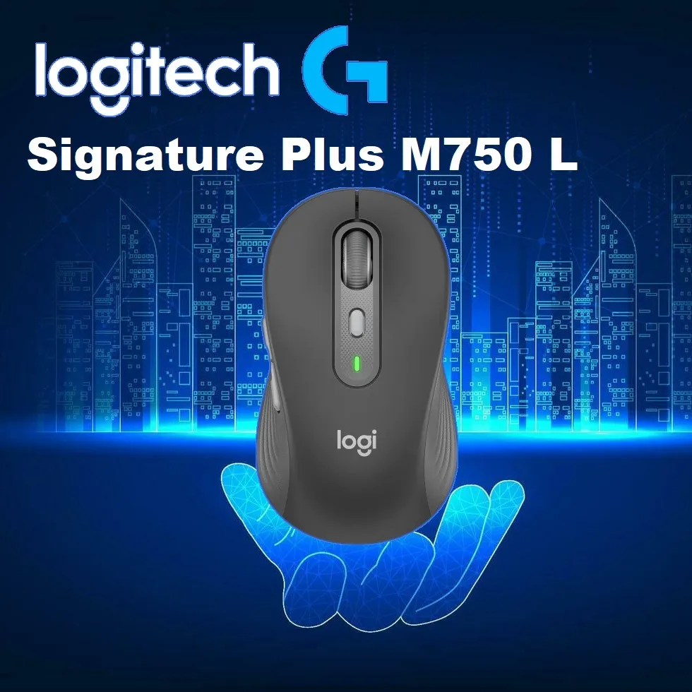 910-006266 Logitech Signature Plus M750 L Wireless Mouse Logitech Signature Plus M750 L Wireless Mouse – Large Ergonomic Design, Bluetooth & USB, 6 Customizable Buttons, Silent Clicks, Cross - Platform Compatibility, Super Battery Life - Windows , macOS , Linux, ChromeOS, iPadOS , and Android- Black 