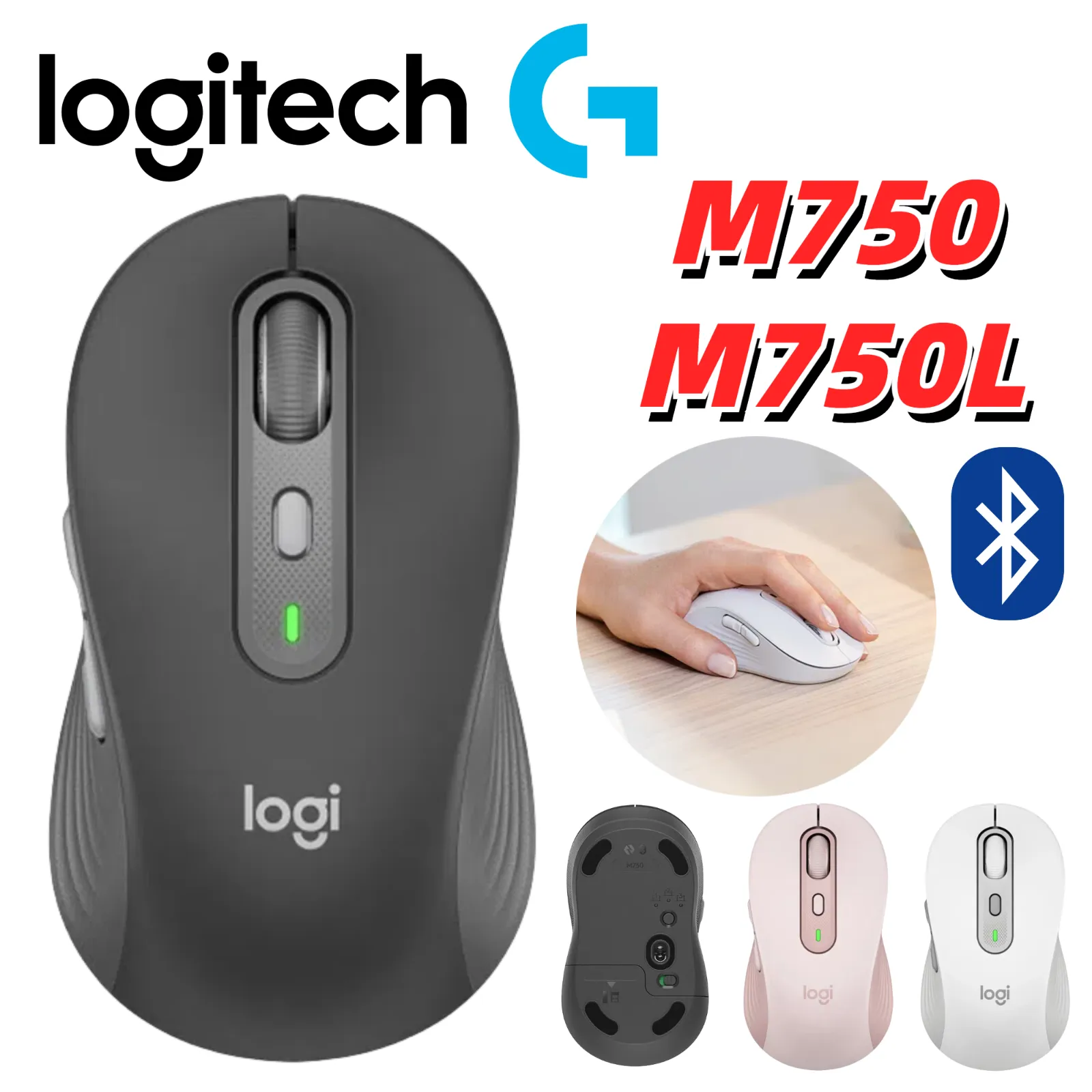 910-006266 Logitech Signature Plus M750 L Wireless Mouse Logitech Signature Plus M750 L Wireless Mouse – Large Ergonomic Design, Bluetooth & USB, 6 Customizable Buttons, Silent Clicks, Cross - Platform Compatibility, Super Battery Life - Windows , macOS , Linux, ChromeOS, iPadOS , and Android- Black 
