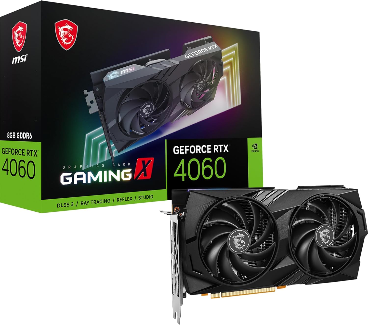 MSI GeForce RTX 4060 Gaming X 8G Graphics Card (1) 912-V516-079 GeForce RTX 4060 Gaming X 8G Graphics Card MSI GeForce RTX 4060 Gaming X 8G Graphics Card - RTX 4060 GPU, 8GB GDDR6 (17Gbps/128-bit), PCIe 4.0 - Twin FROZR 9 (2 x TORX Fan 5.0), RGB - HDMI 2.1, DisplayPort 1.4a