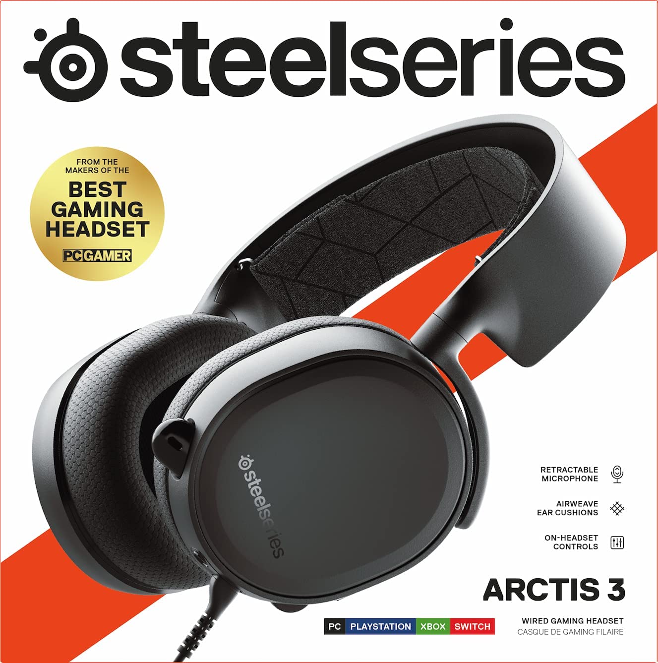 SteelSeries Arctis 3 Wired Gaming Headset (1) ARCTIS-3 SteelSeries Arctis 3 Wired Gaming Headset SteelSeries Arctis 3 Wired Gaming Headset - All-Platform Gaming Headset for PC - PlayStation 5 and PS4, Xbox One, Nintendo Switch, VR, Android and iOS - Black