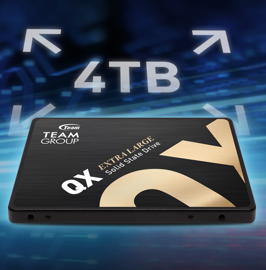 TEAMGROUP QX 4TB SATA III SSD 560 MBs (6) T253X7004T0C101 TEAMGROUP QX 4TB SATA III SSD 560 MBs TEAMGROUP QX 4TB 2.5" SATA III SSD: High-Performance, Ultra-Durable, No DRAM Cache, 560/500MB/s Read/Write, 1,000 TBW, Shock & Vibration Resistant, Compatible with Windows, macOS, Linux